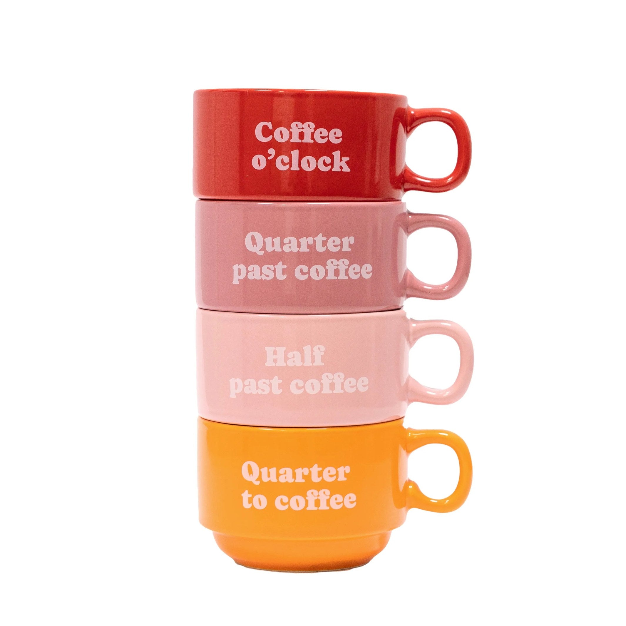 Mug Set "Coffee Clock" – Set of 4 · Ceramic | Fisura
