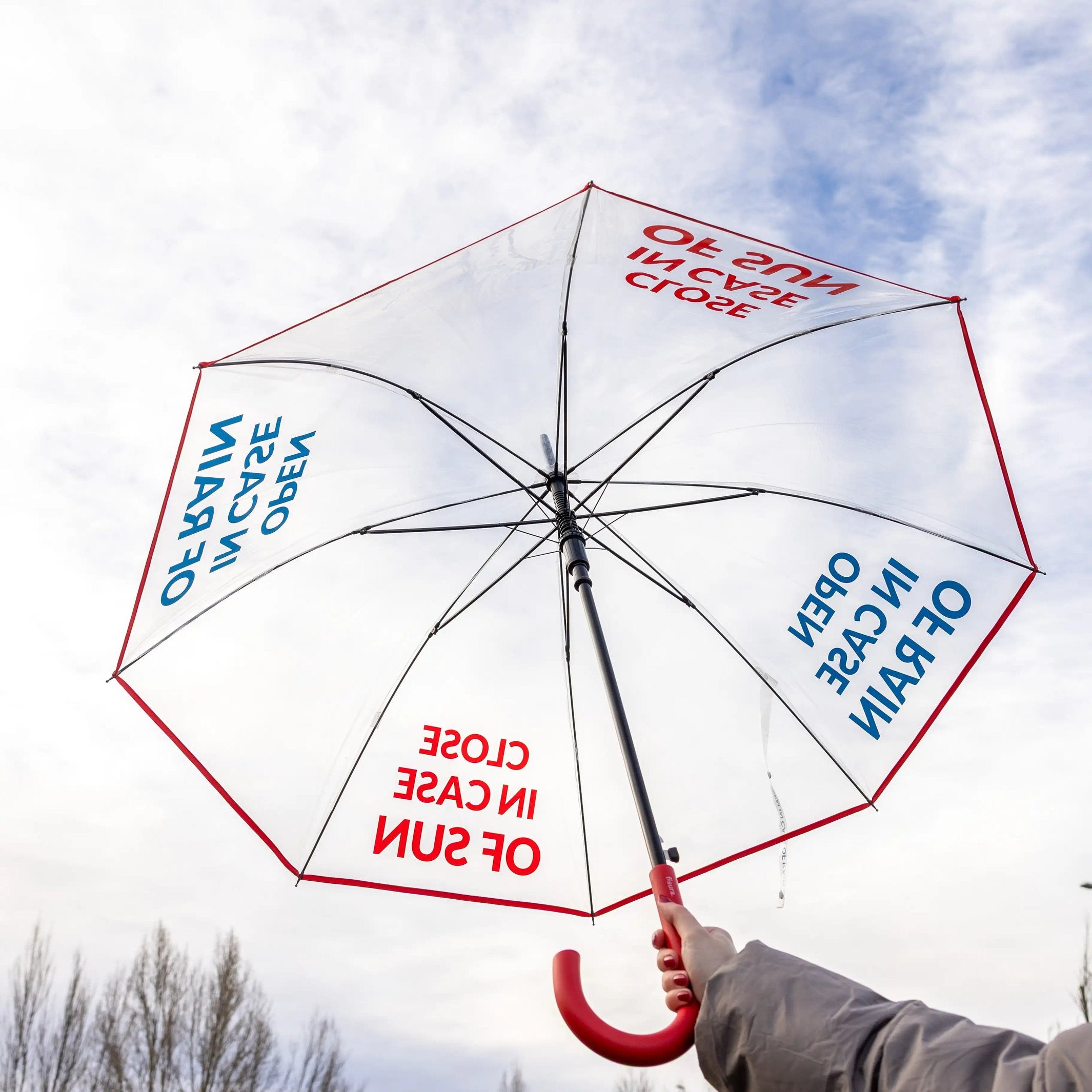 Stockschirm "open in case of..." – Transparent · Ø 103 cm | Fisura