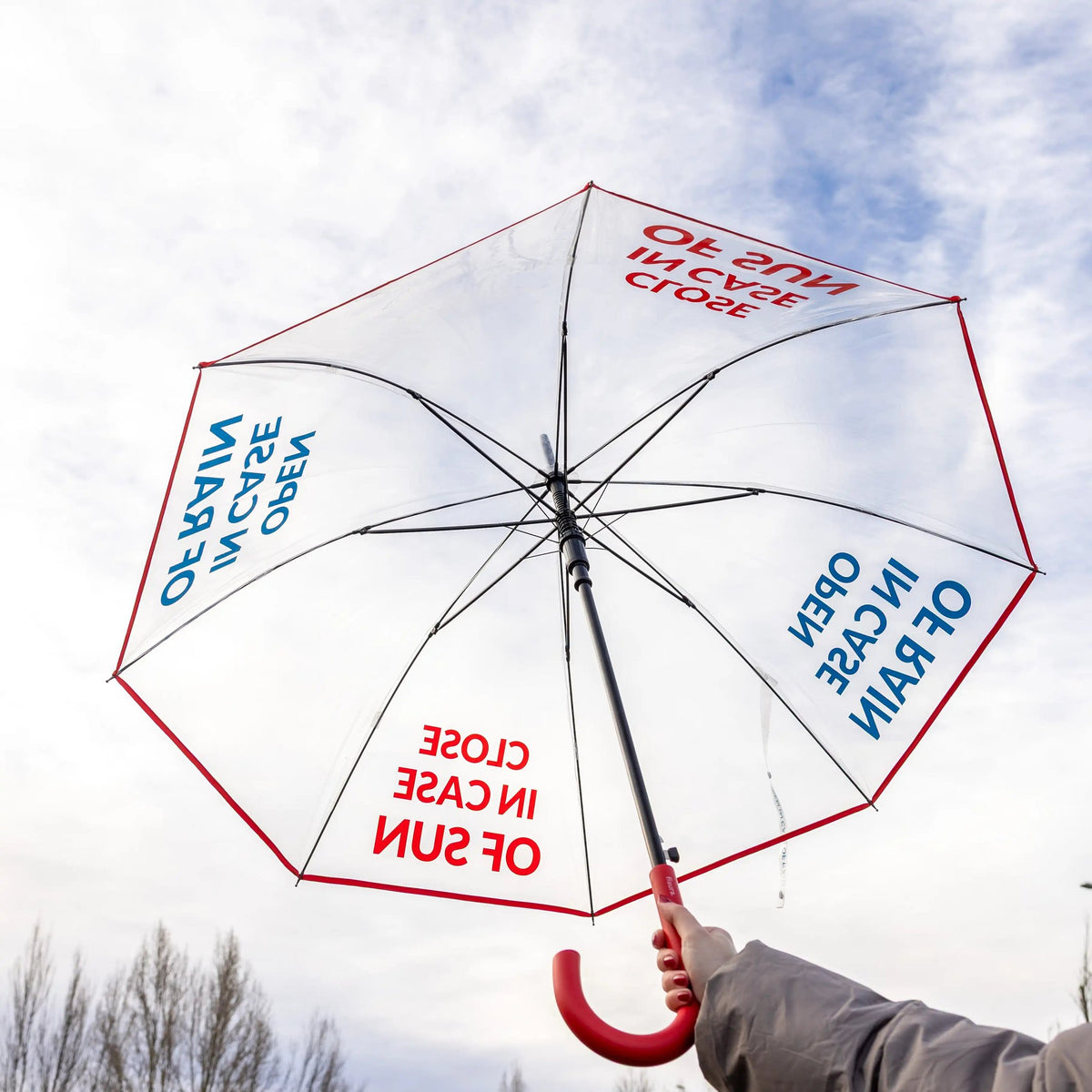 Regenschirm "open in case of..." – Transparent · Ø 103 cm | Fisura