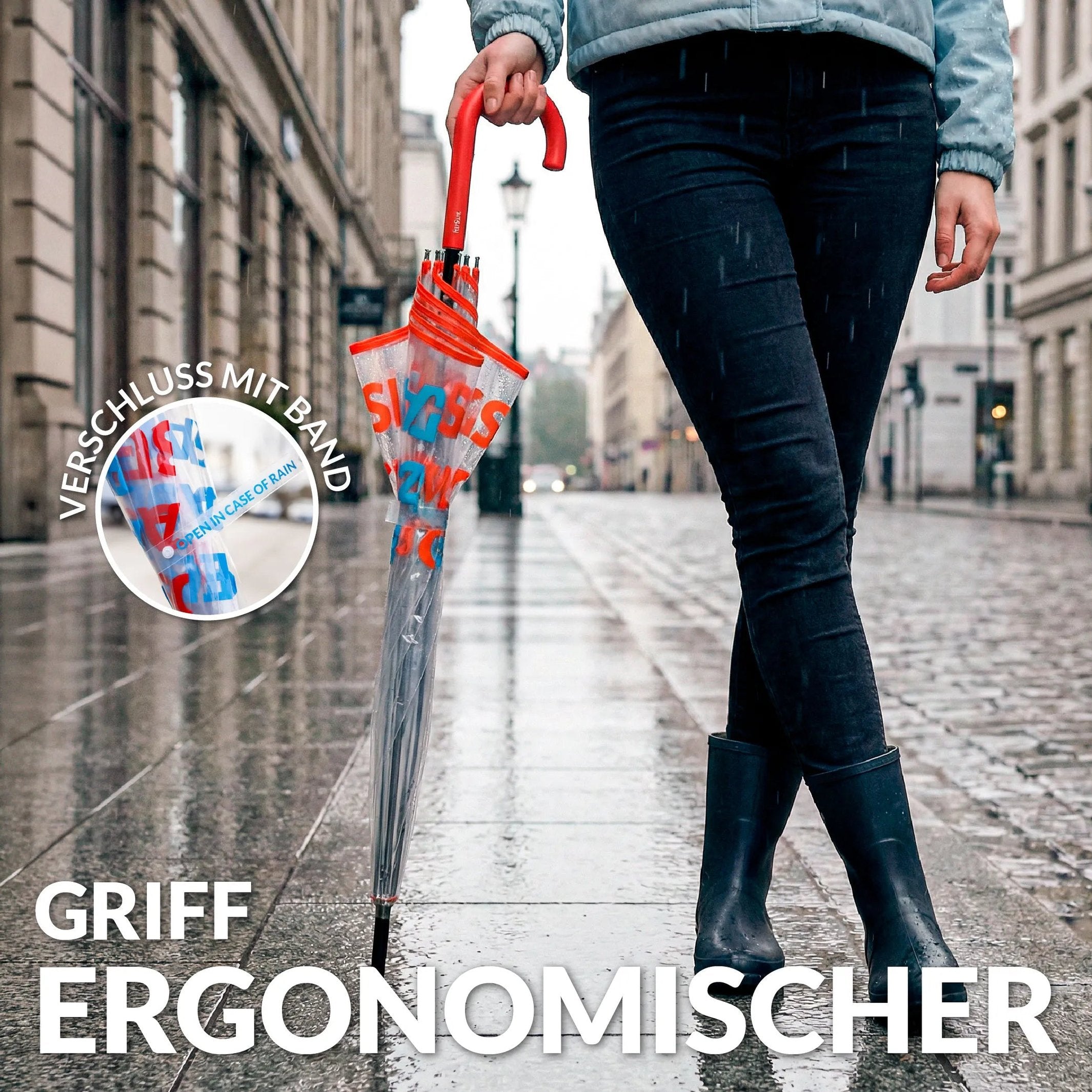 Stockschirm "open in case of..." – Transparent · Ø 103 cm | Fisura