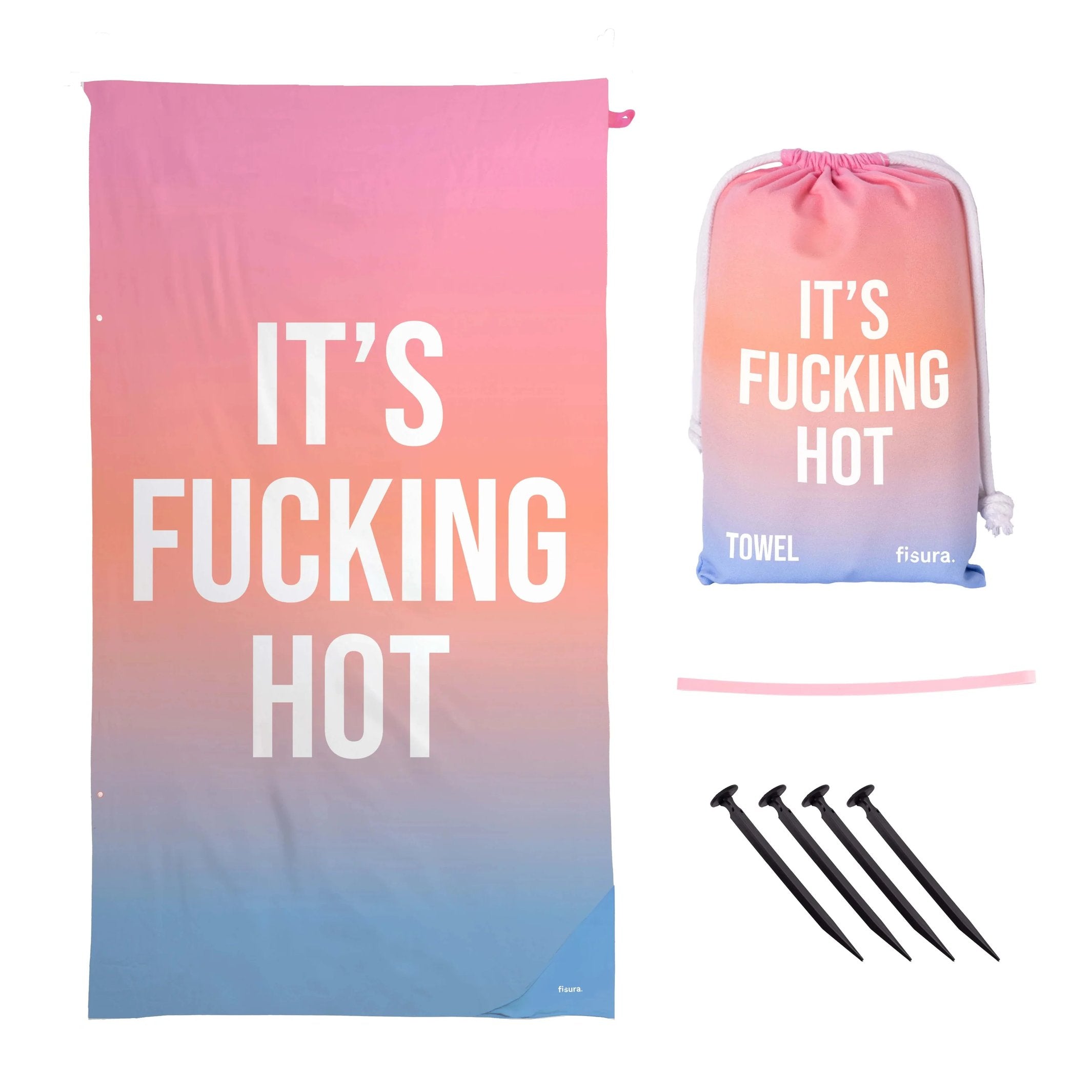 Beach Towel "It's Fucking Hot" – Microfibre · 180 × 100 cm | Fisura
