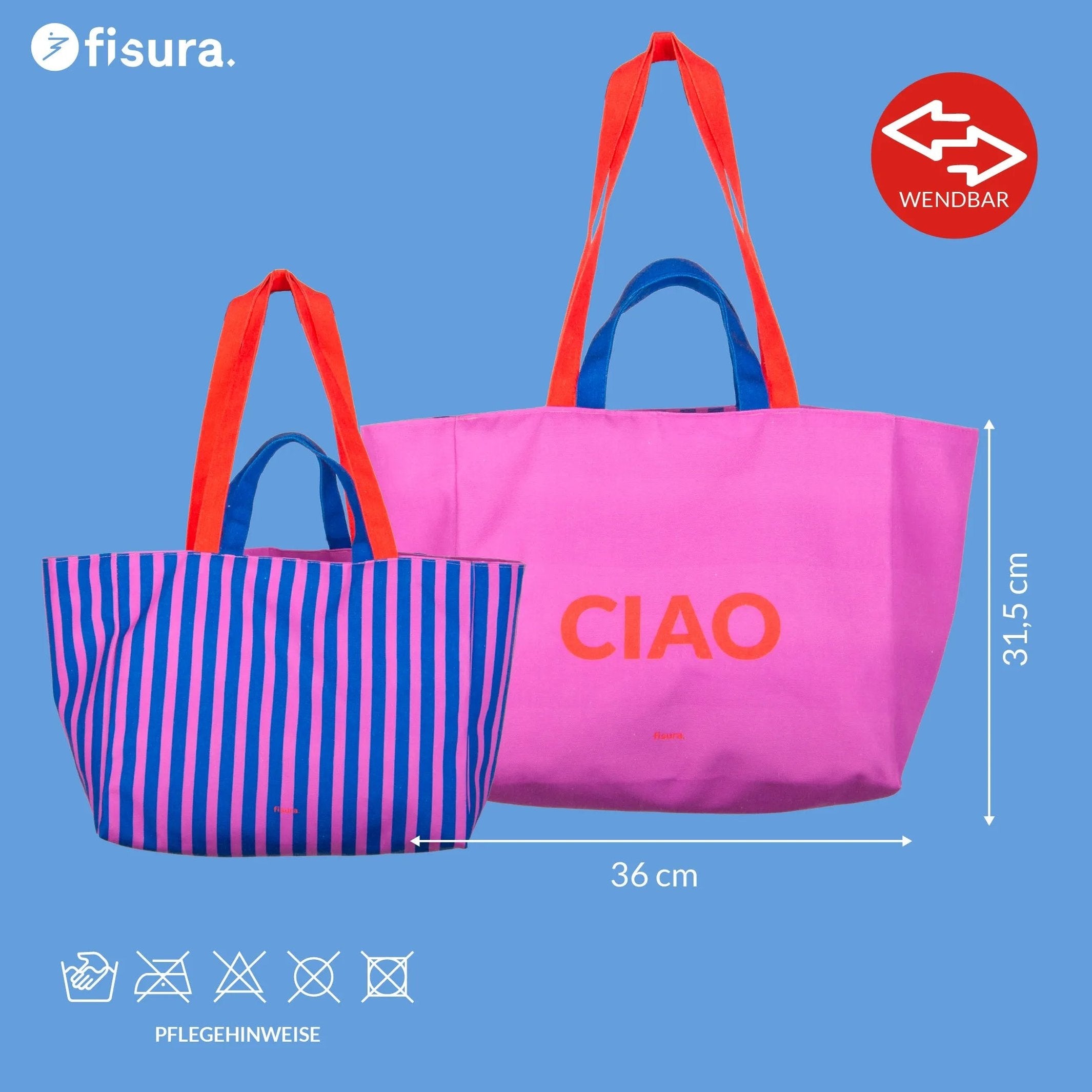 Strandtasche Ciao – wendbar · 36 × 31,5 cm | Fisura