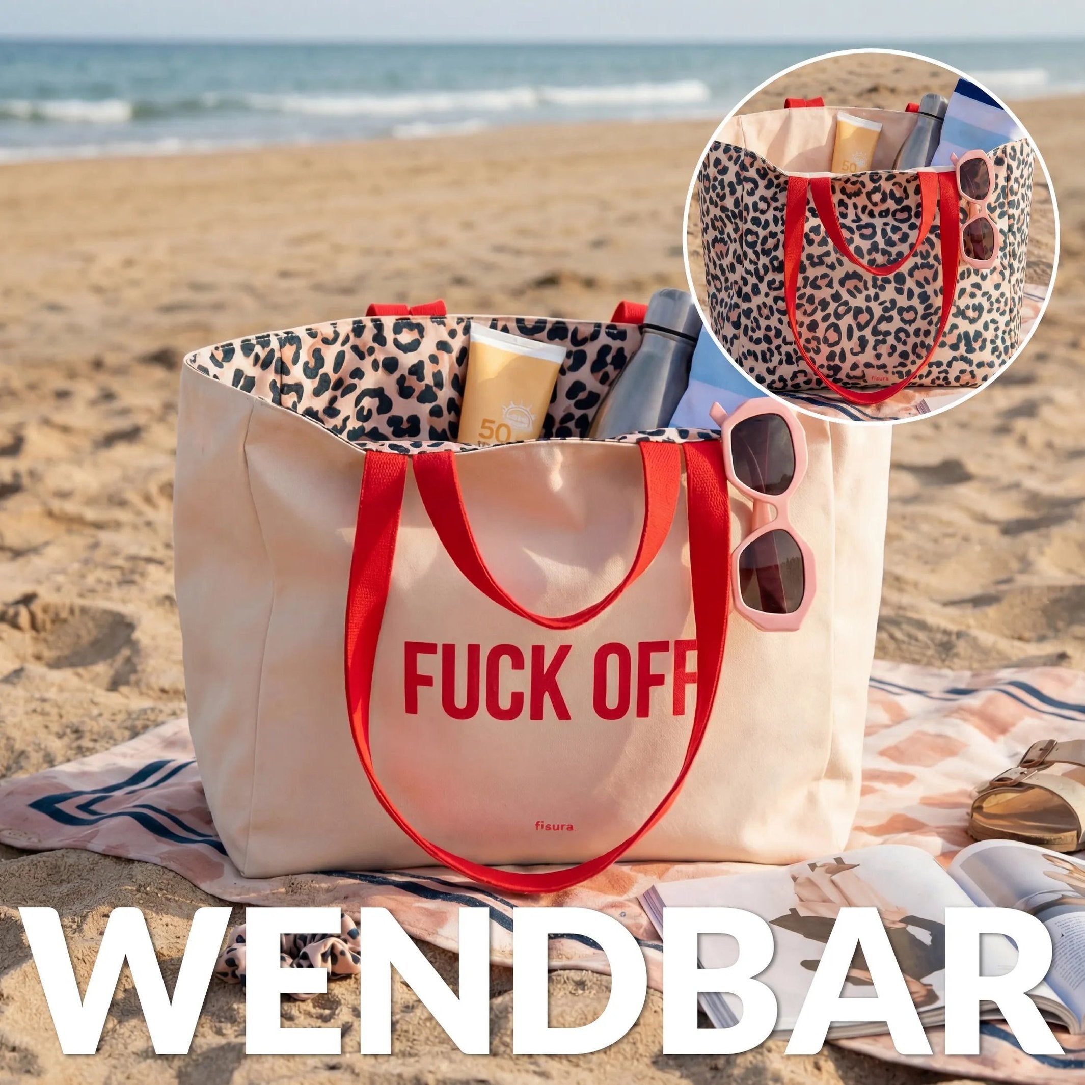 Beach Bag "Fuck Off" – Reversible · 36 × 31.5 cm | Fisura