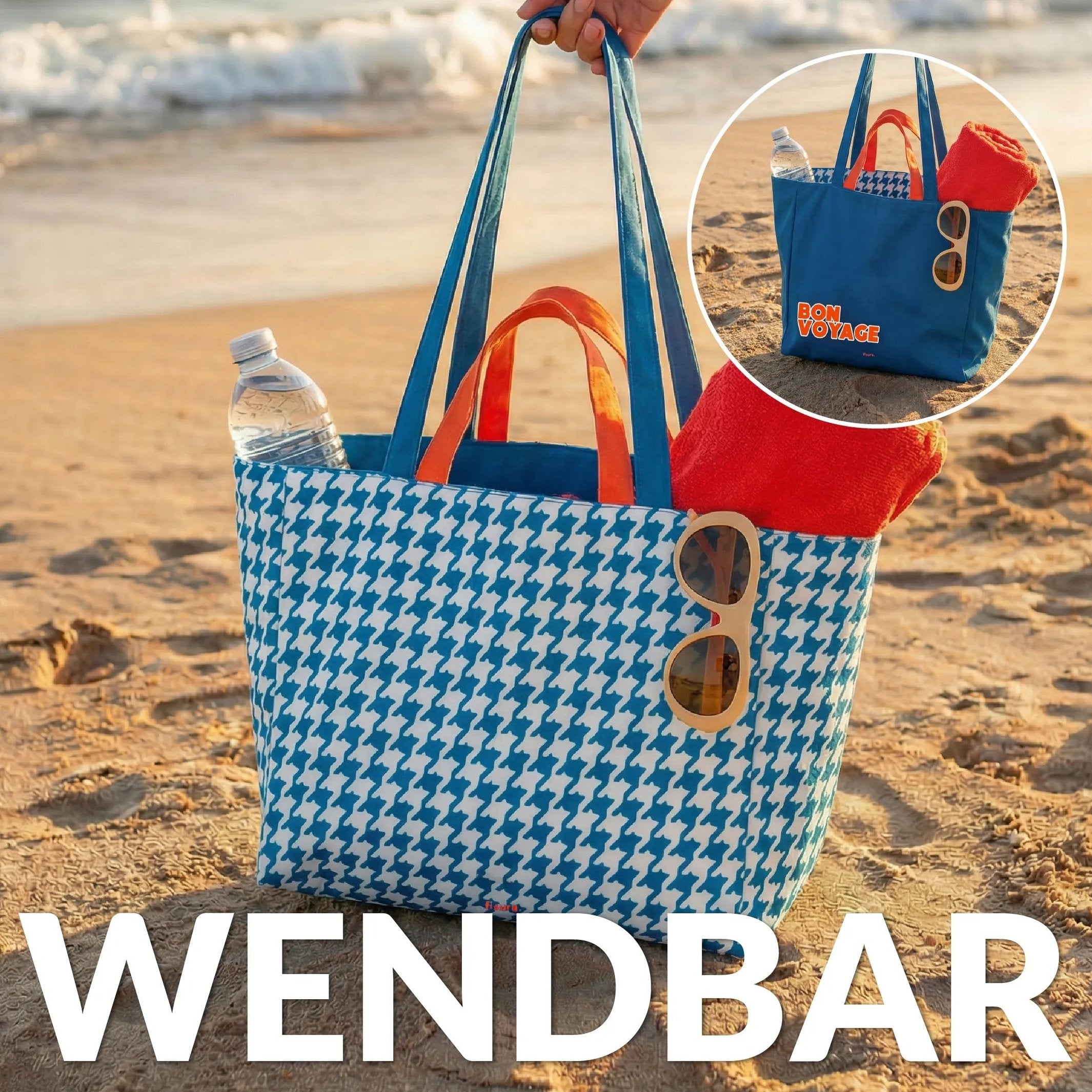 Beach Bag "Bon Voyage" – Reversible · 36 × 31.5 cm | Fisura