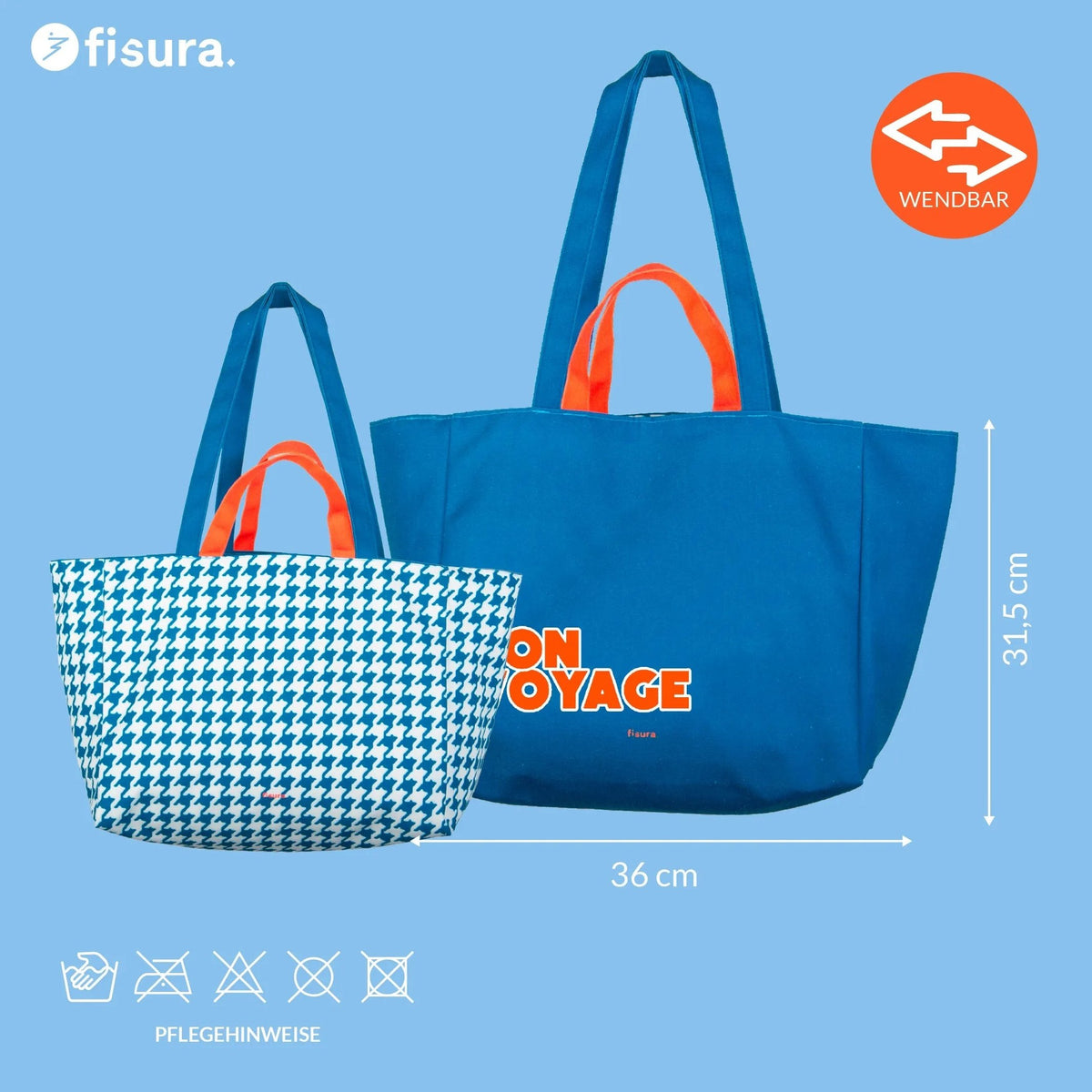 Beach Bag "Bon Voyage" – Reversible · 36 × 31.5 cm | Fisura