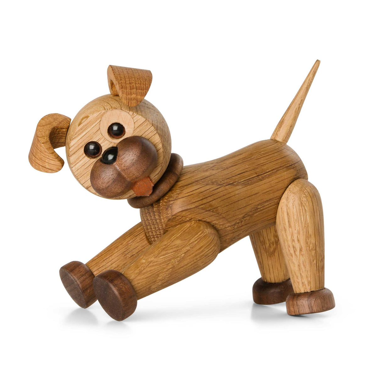 Wooden Dog Happy Small – Oak · 14 cm | Spring Copenhagen