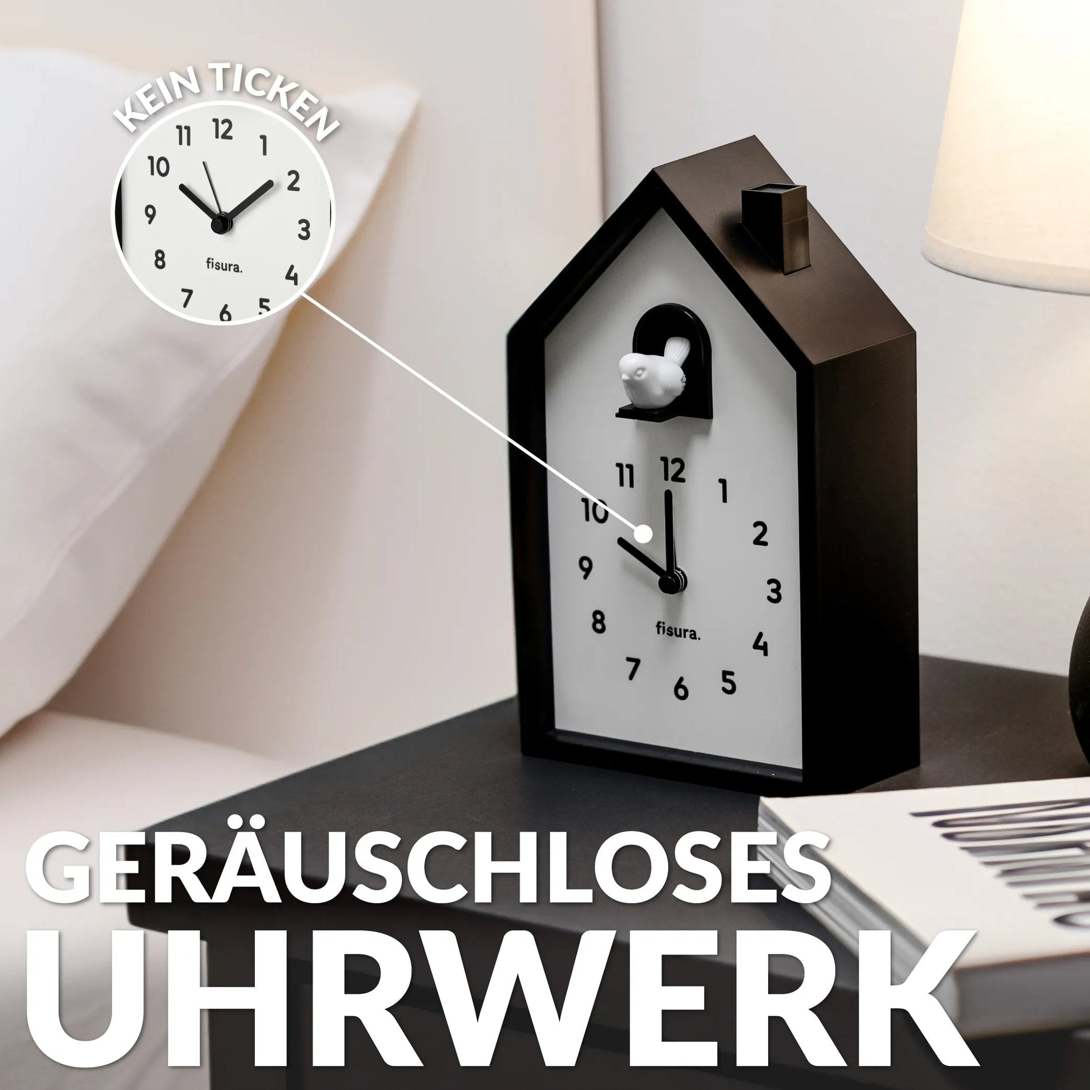 Kuckuckswecker – Schwarz/Weiß · 20,5 cm | Fisura
