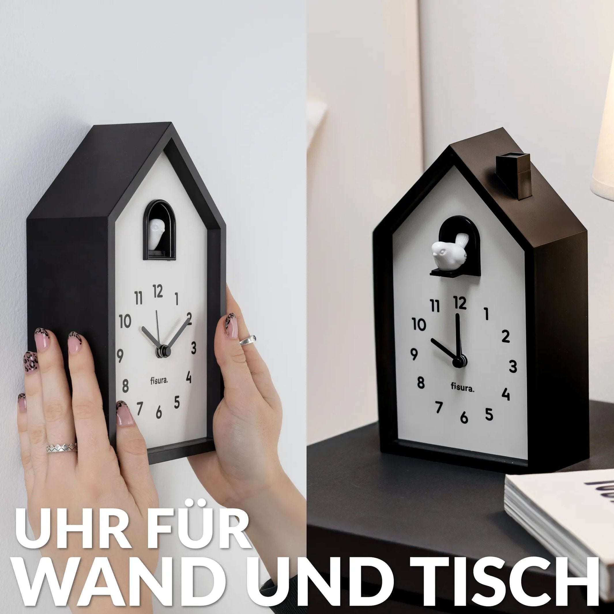 Kuckuckswecker – Schwarz/Weiß · 20,5 cm | Fisura
