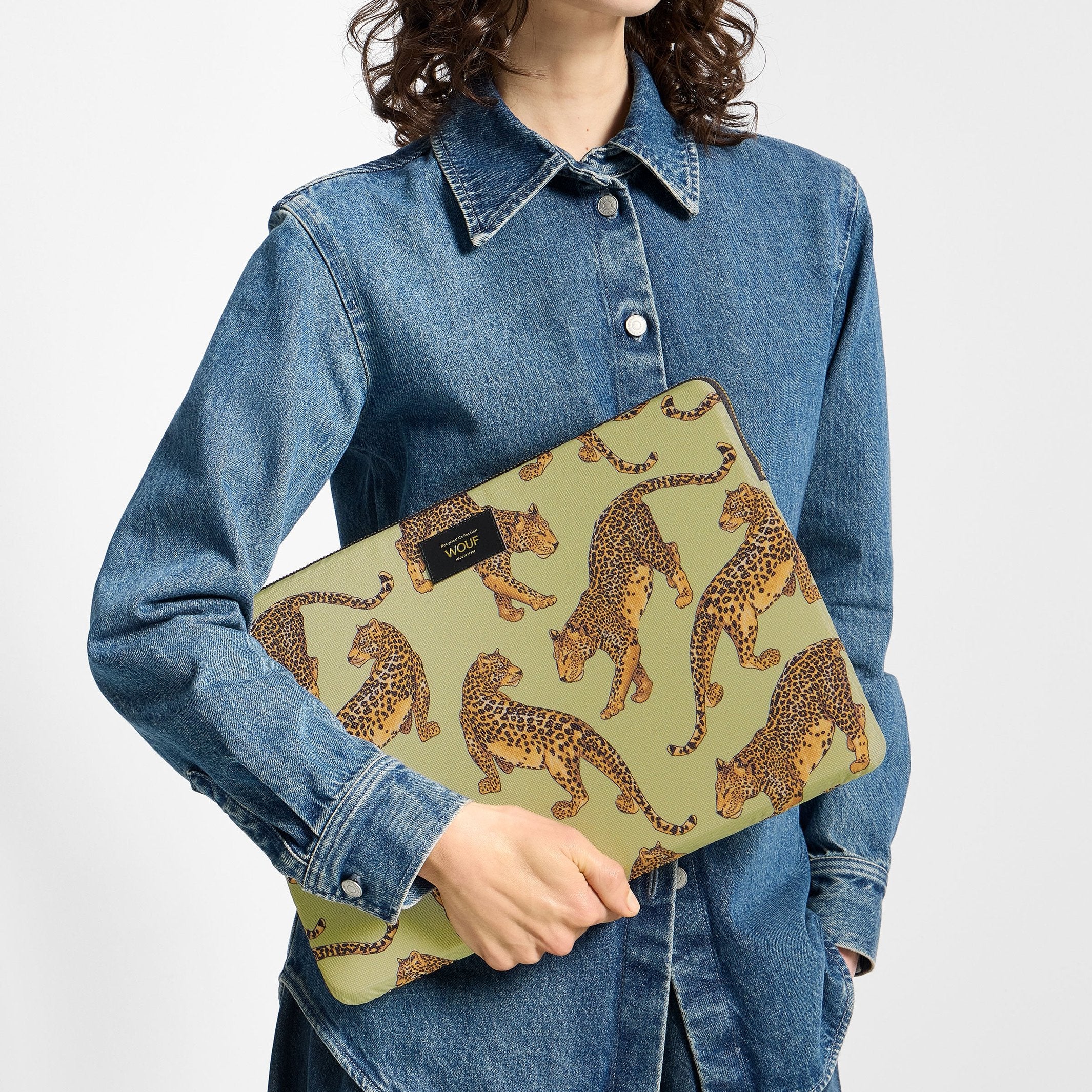 Laptophülle "Avo Leopard" – Grün · Leopardenmuster · 13-14" | Wouf