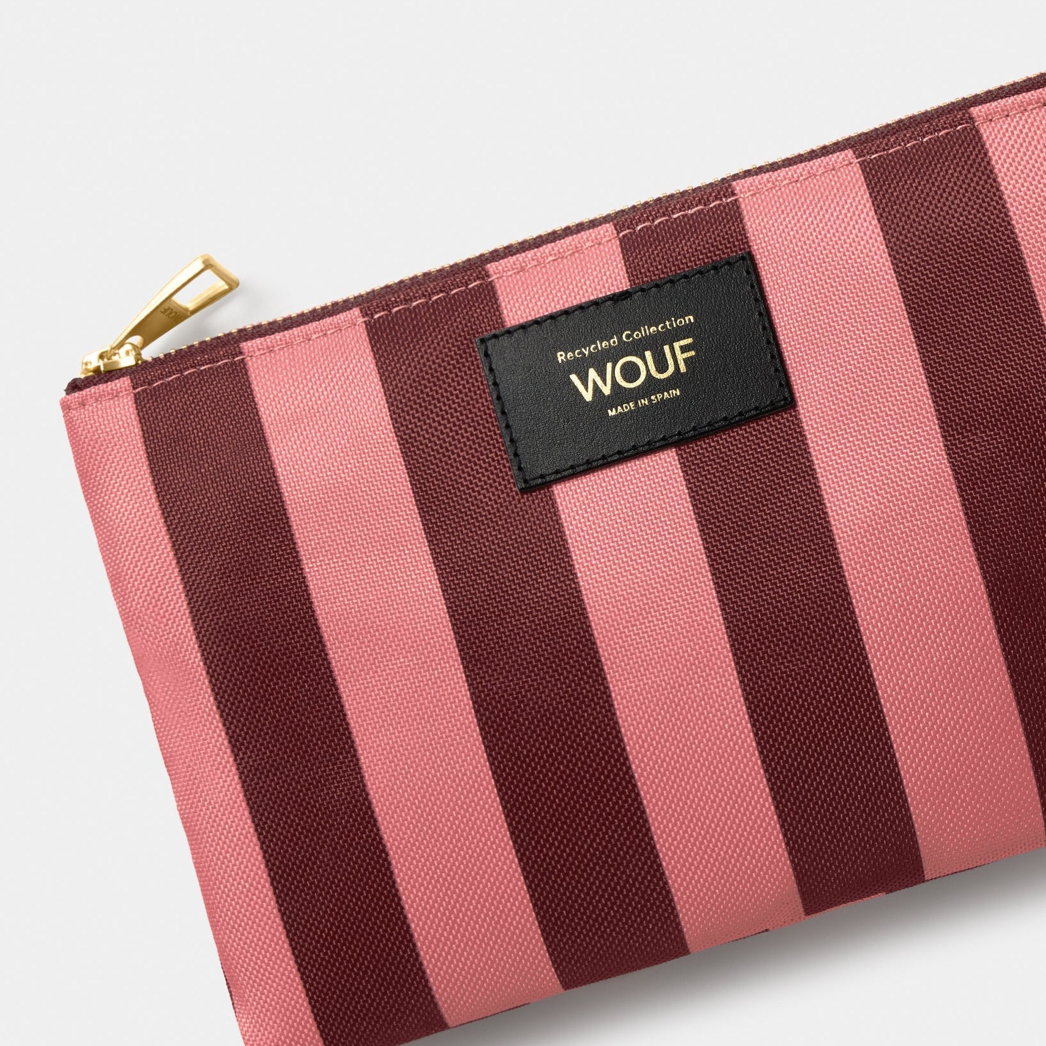 Pouch Sophie – Recycelt · Rosa · Streifenmuster · 21,5 cm | Wouf