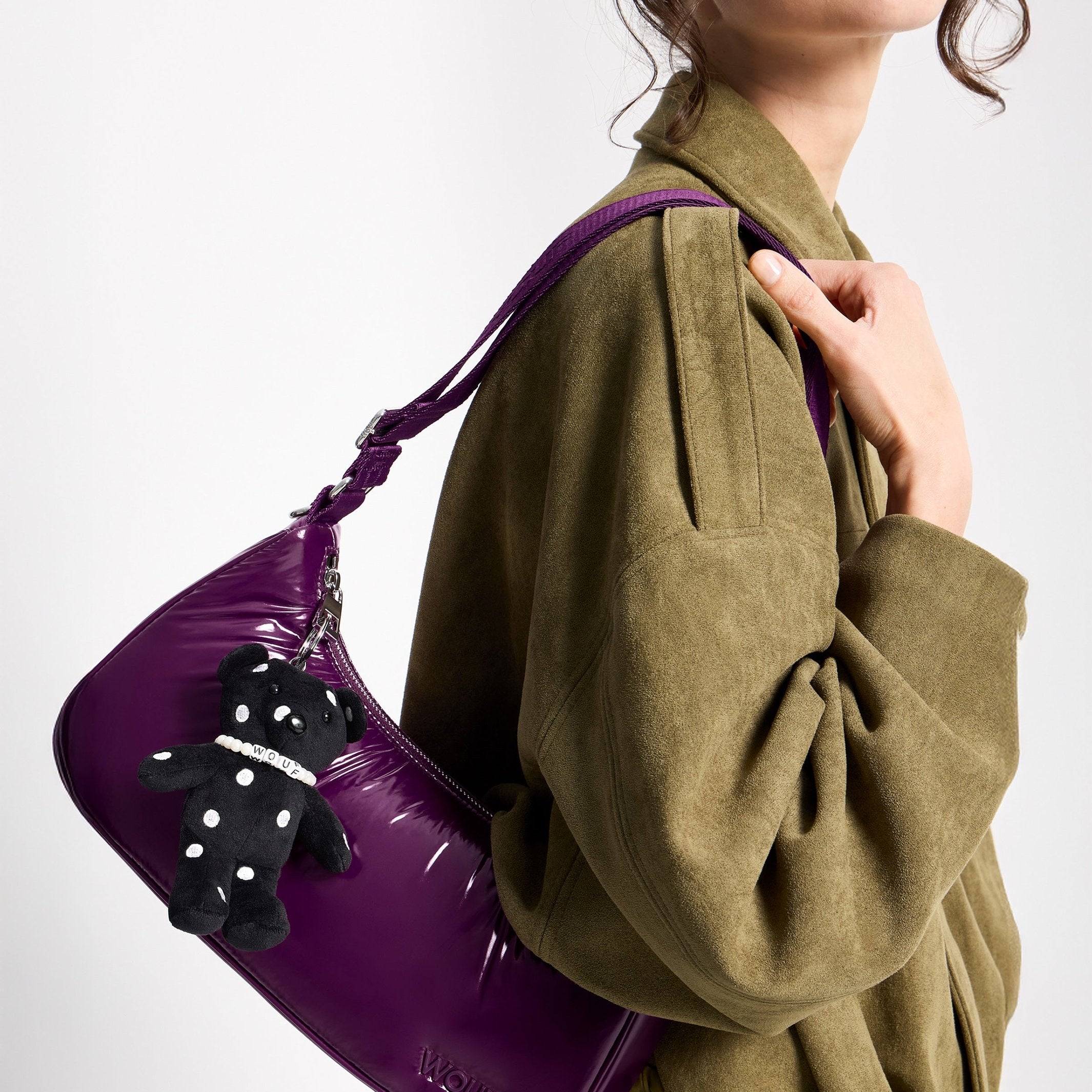 Taschenanhänger "Dots Bear" – Schwarz · Punktemuster · 14 cm | Wouf