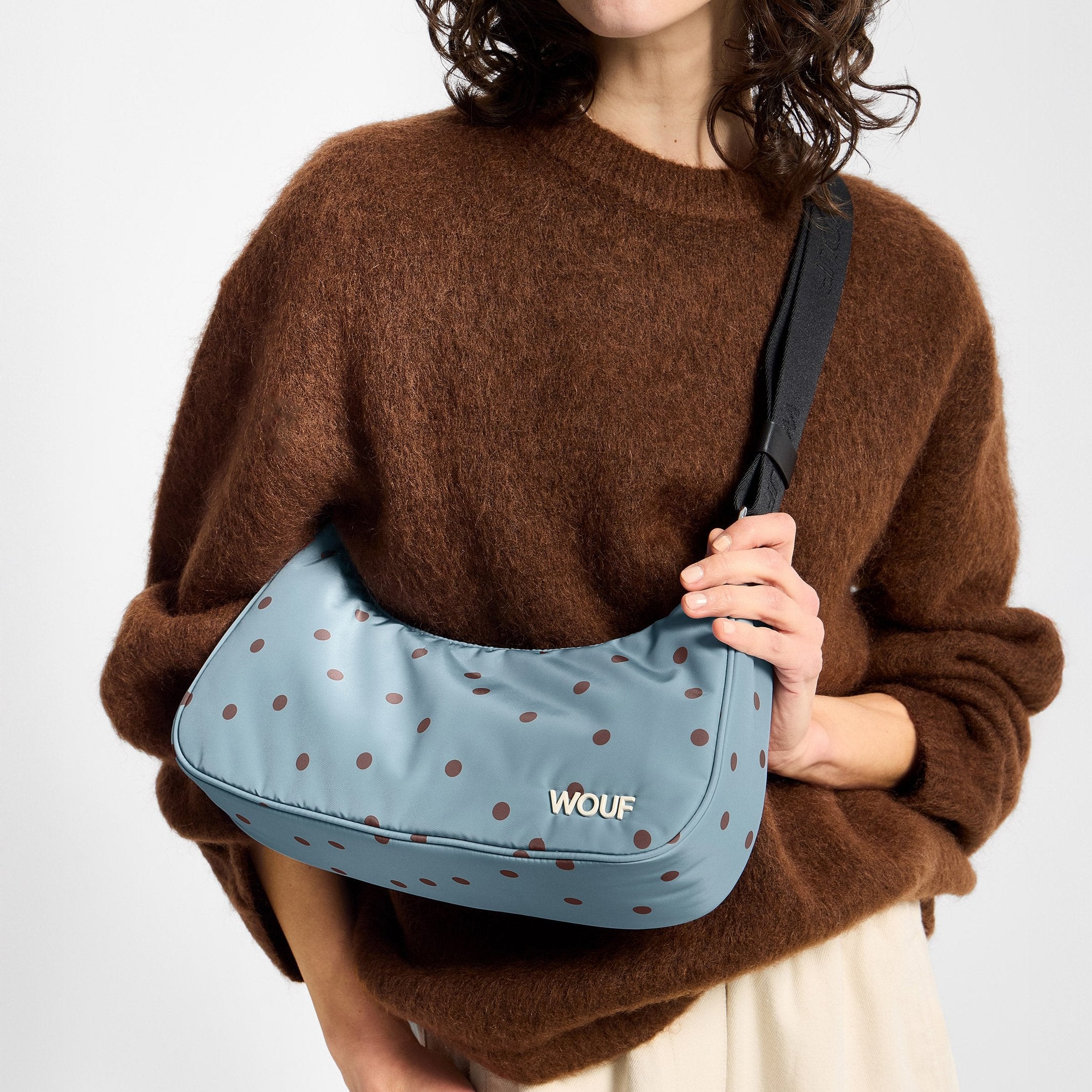 Umhängetasche Polka – Hellblau · Punktemuster · 33 cm | Wouf