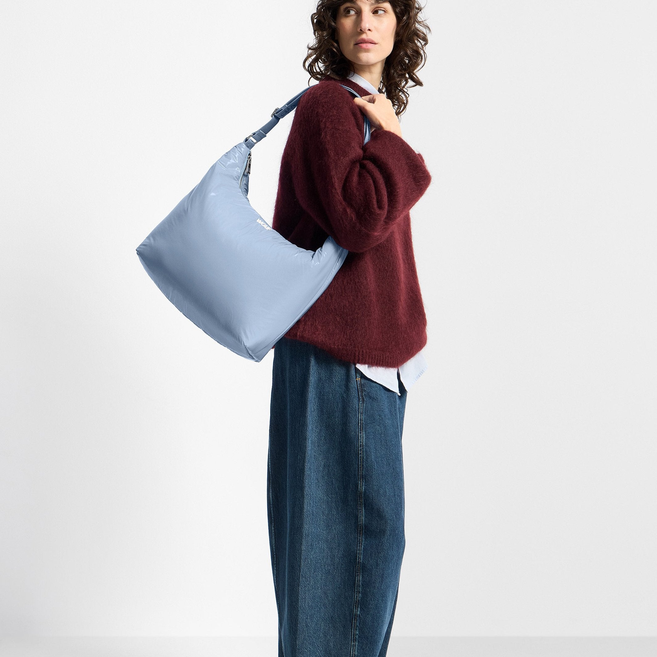 Hobo Bag Steel – Blue · Glossy · Recycled Nylon · 42 x 25 cm | Wouf