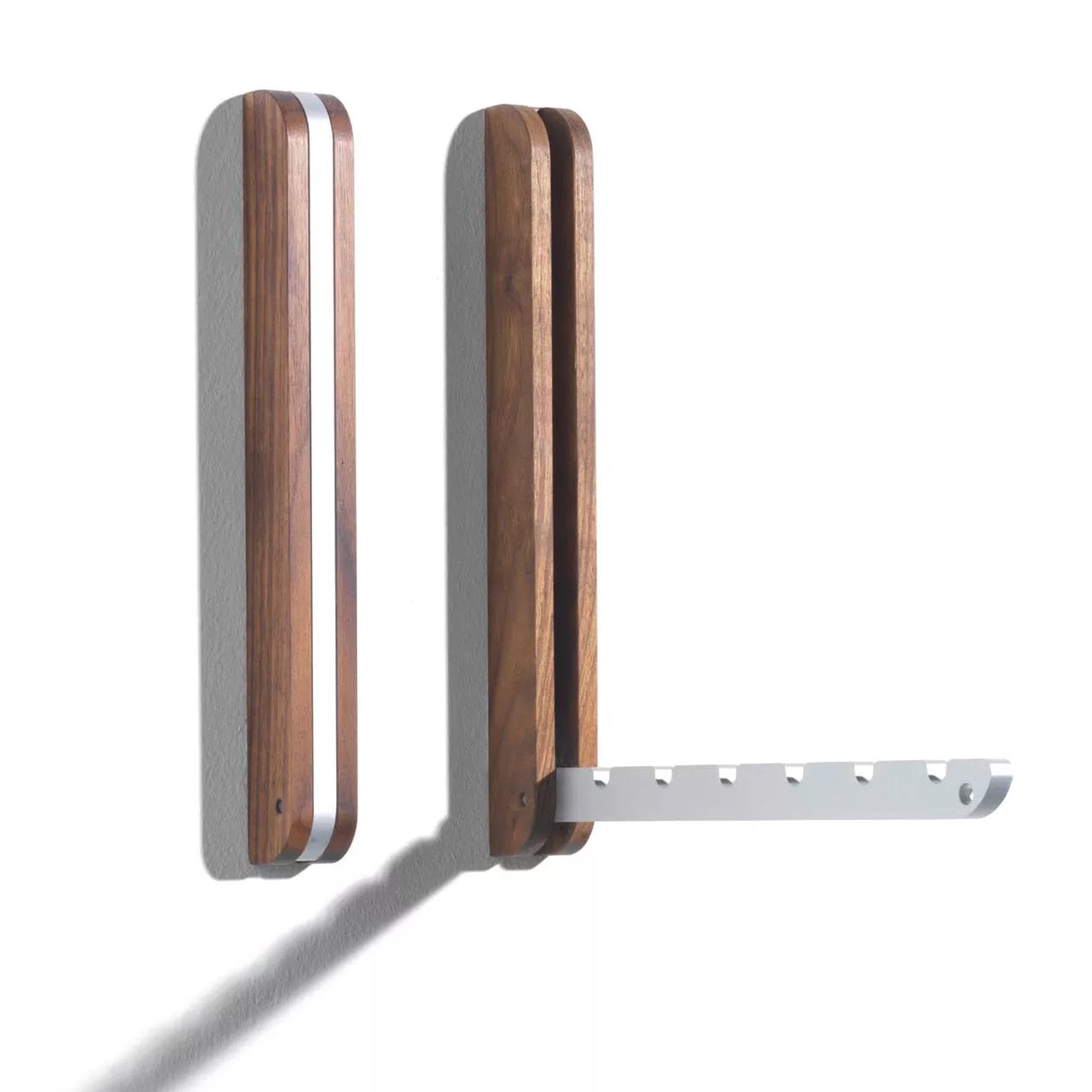 Wandhaken klappbar – Nussbaum · Aluminium · 6 Haken | side by side