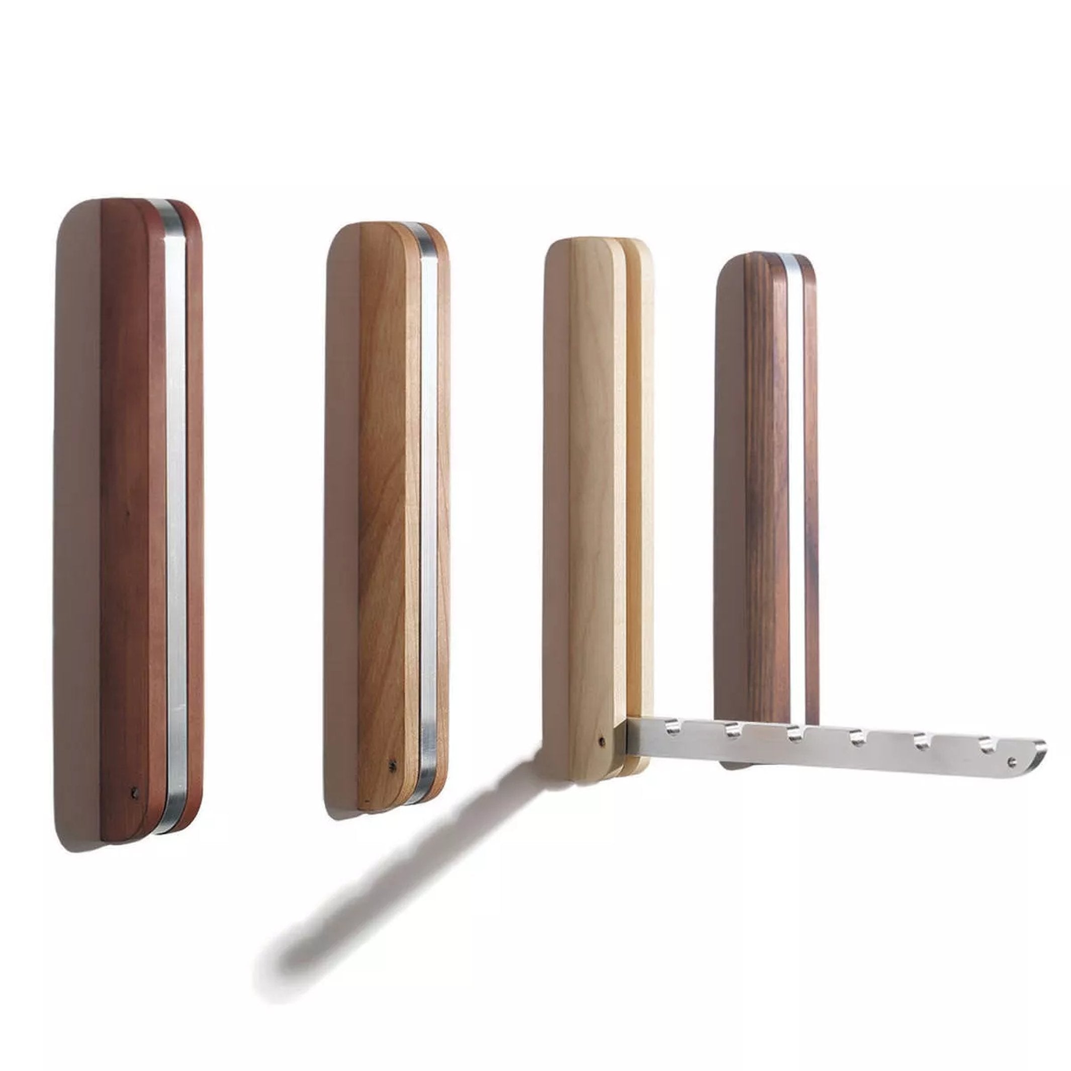 Wandhaken klappbar – Nussbaum · Aluminium · 6 Haken | side by side