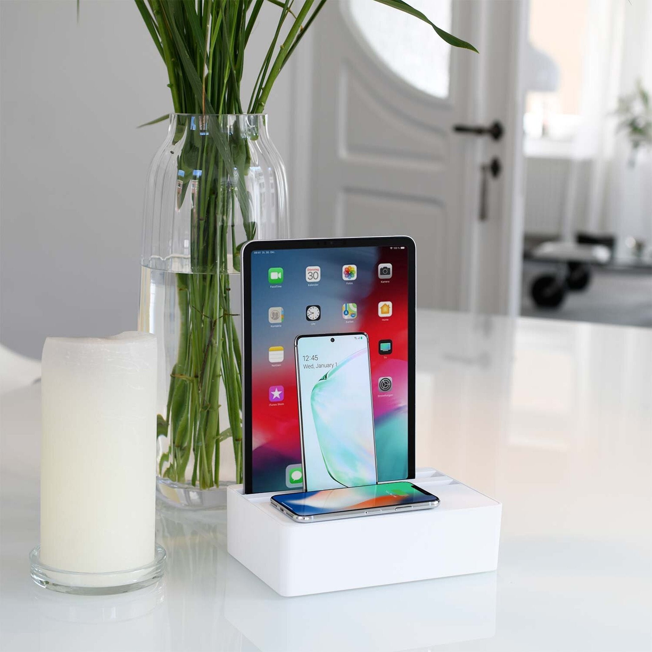 Qi-Ladestation "Alldock Pro" – Weiß · 4× USB-C · 90 W | Alldock