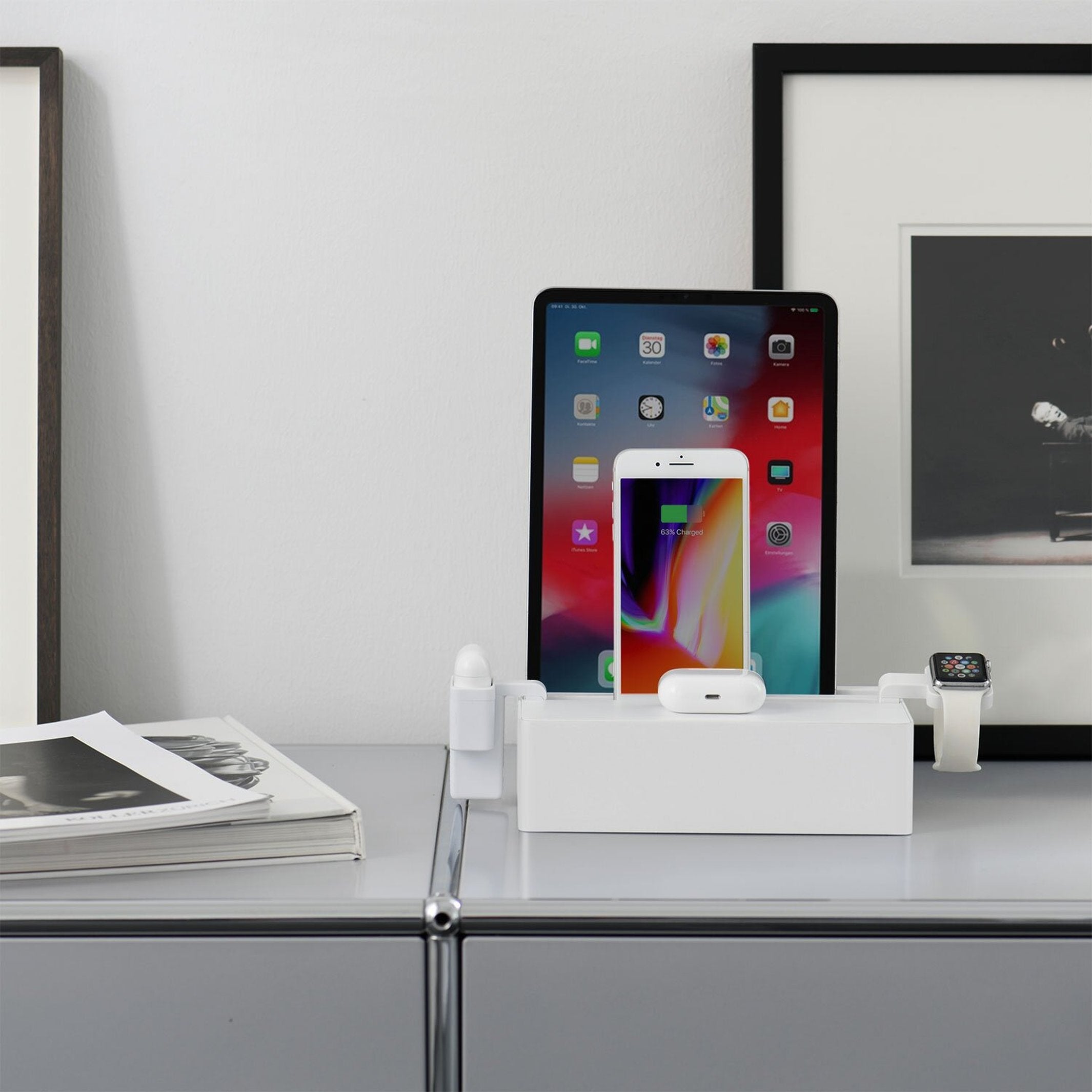 Qi-Ladestation "Alldock Pro" – Weiß · 4× USB-C · 90 W | Alldock