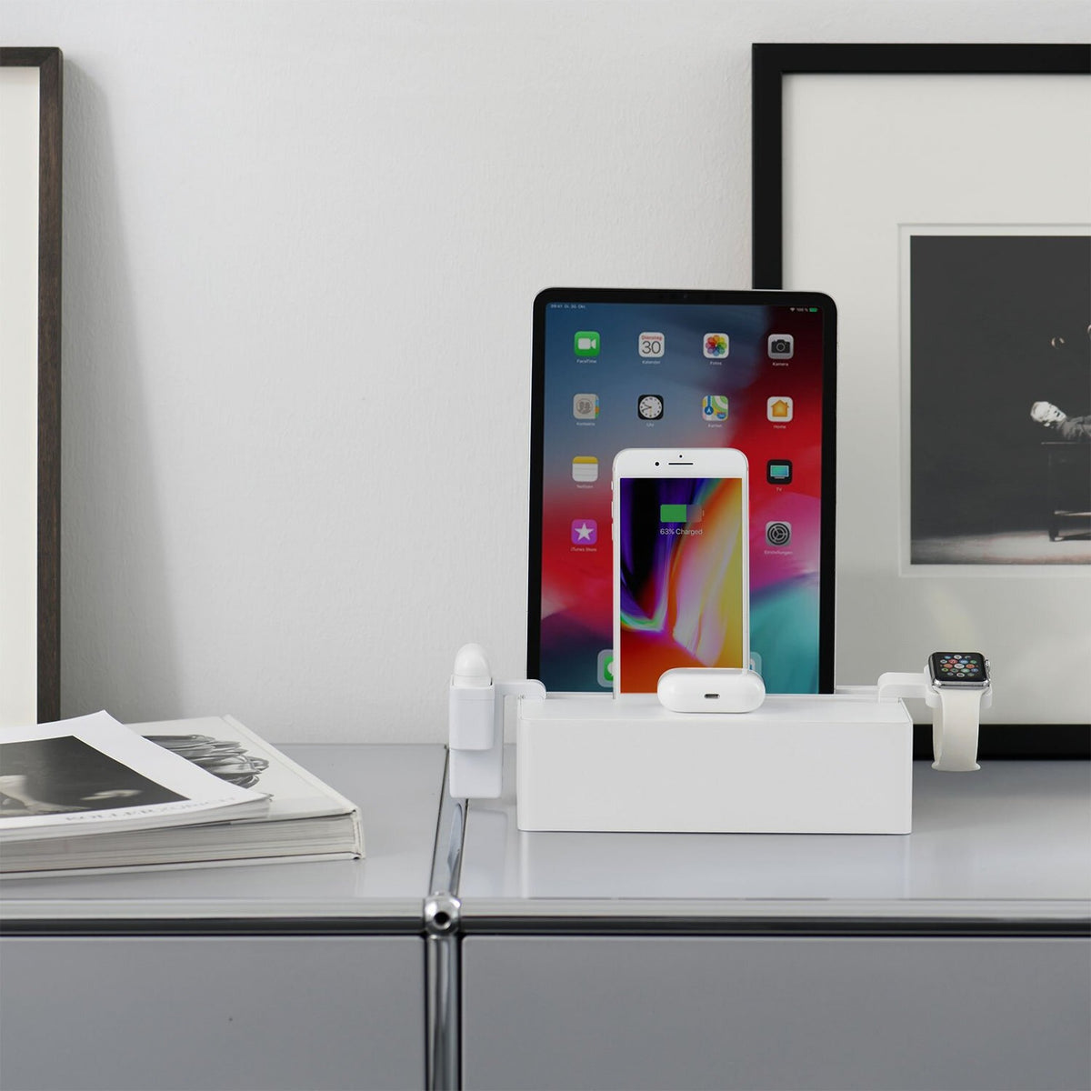 Qi-Ladestation "Alldock Pro" – Weiß · 4× USB-C · 90 W | Alldock