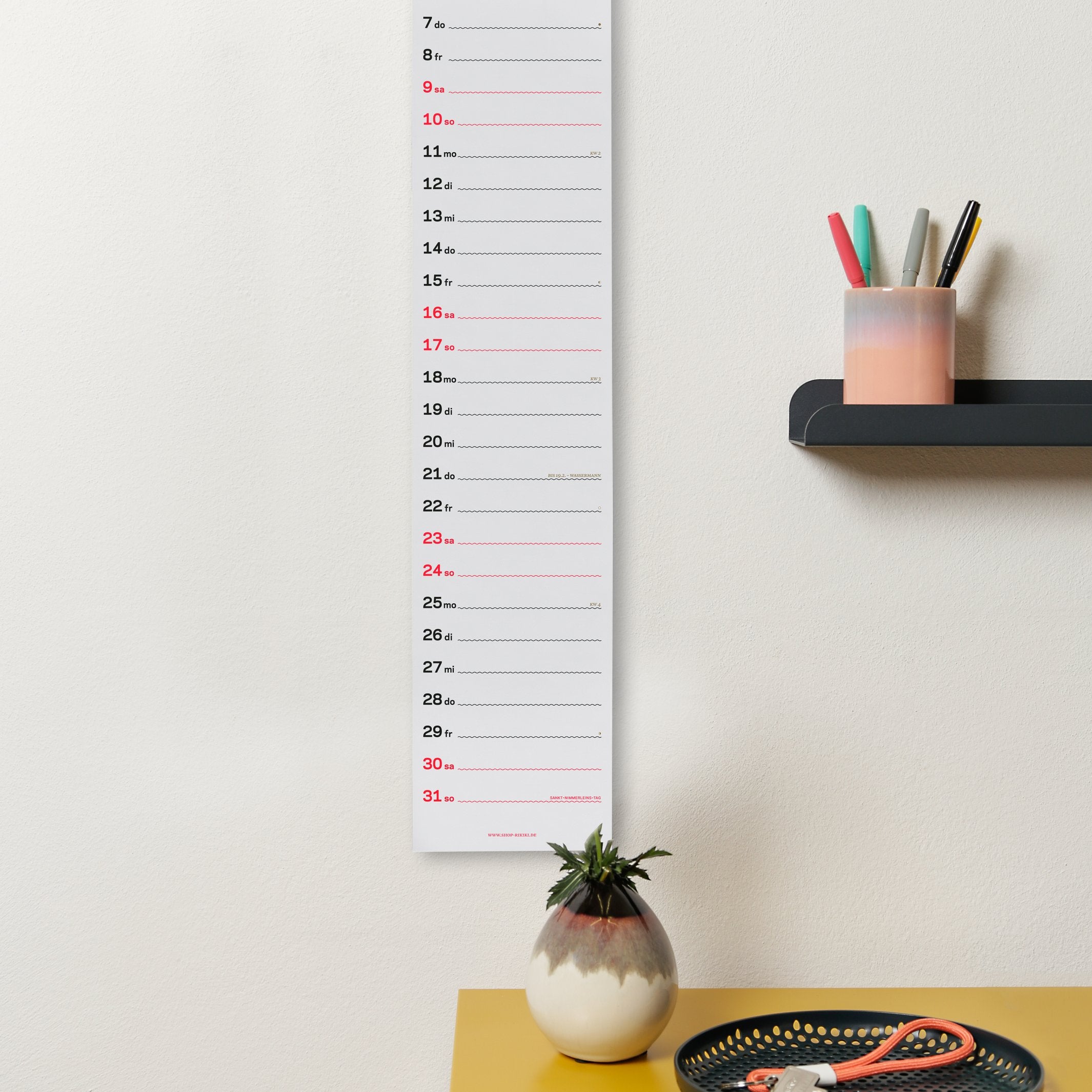 Streifenkalender 2027 – Siebdruck · 12×69 cm | rikiki