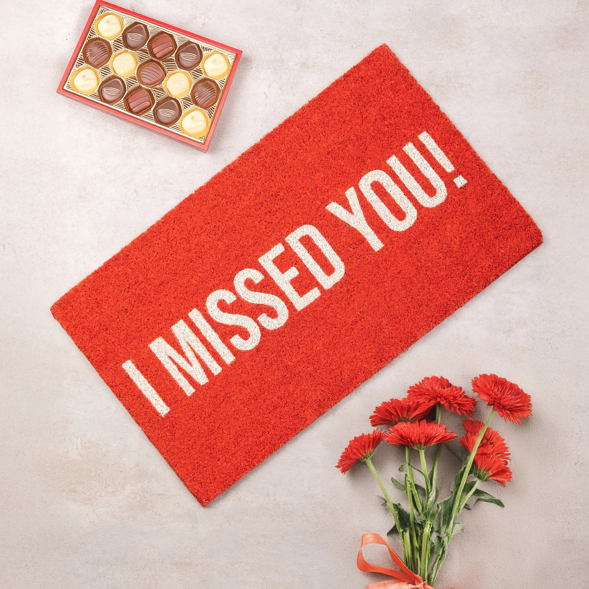 Fußmatte "I Missed You" – Rot · Kokos · 70×40 cm | Fisura