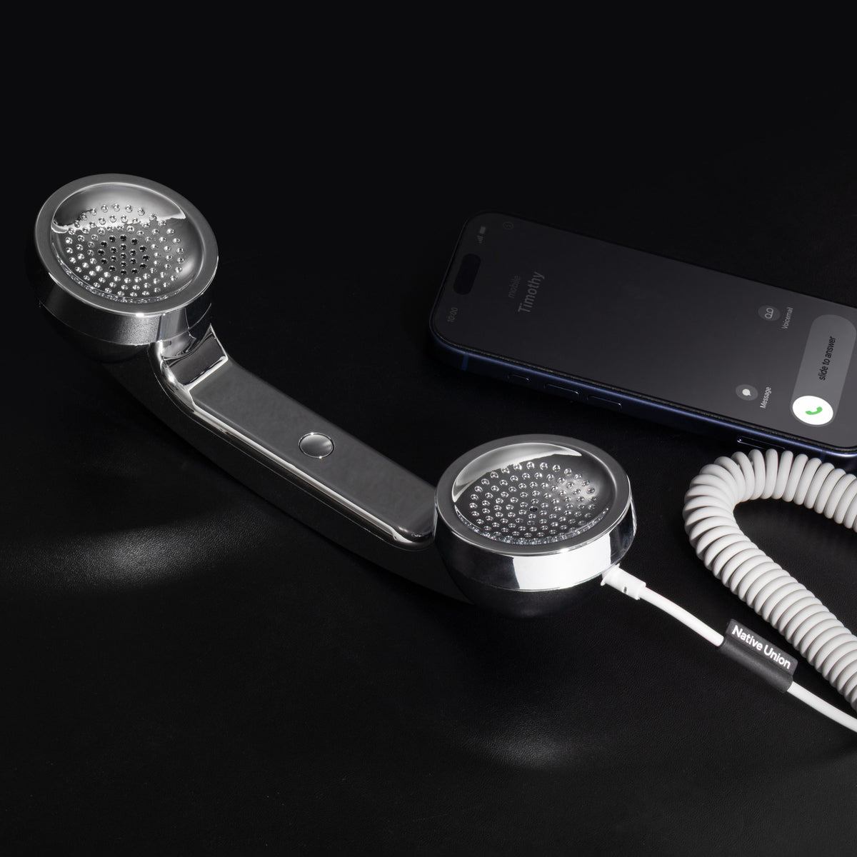 Retro-Telefonhörer "POP Phone" – Chrom · USB-C · Limited Edition | Native Union