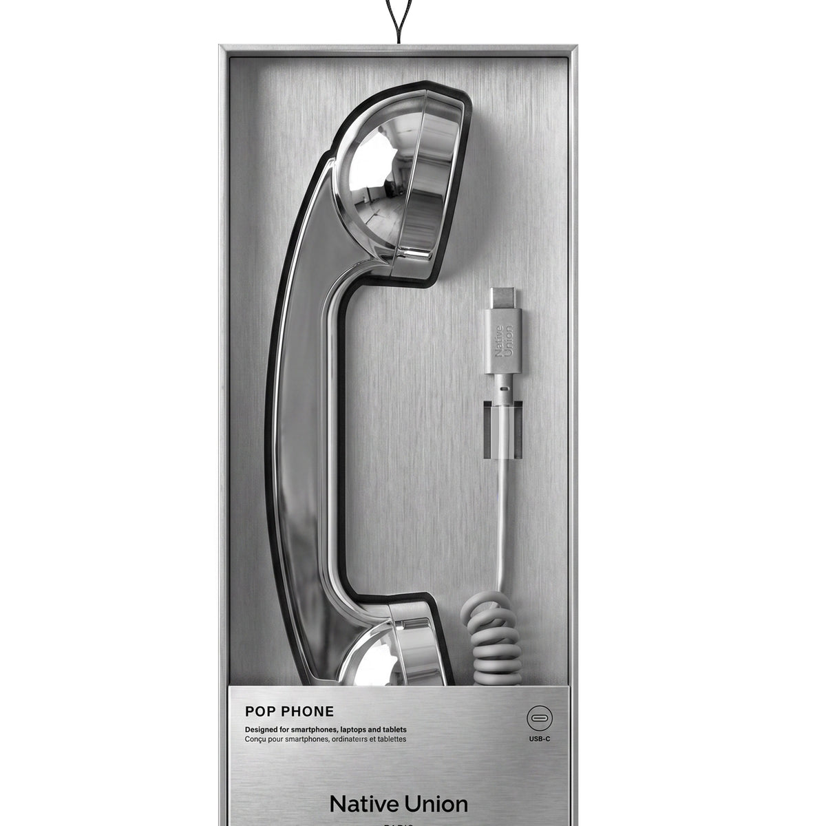 Retro-Telefonhörer "POP Phone" – Chrom · USB-C · Limited Edition | Native Union