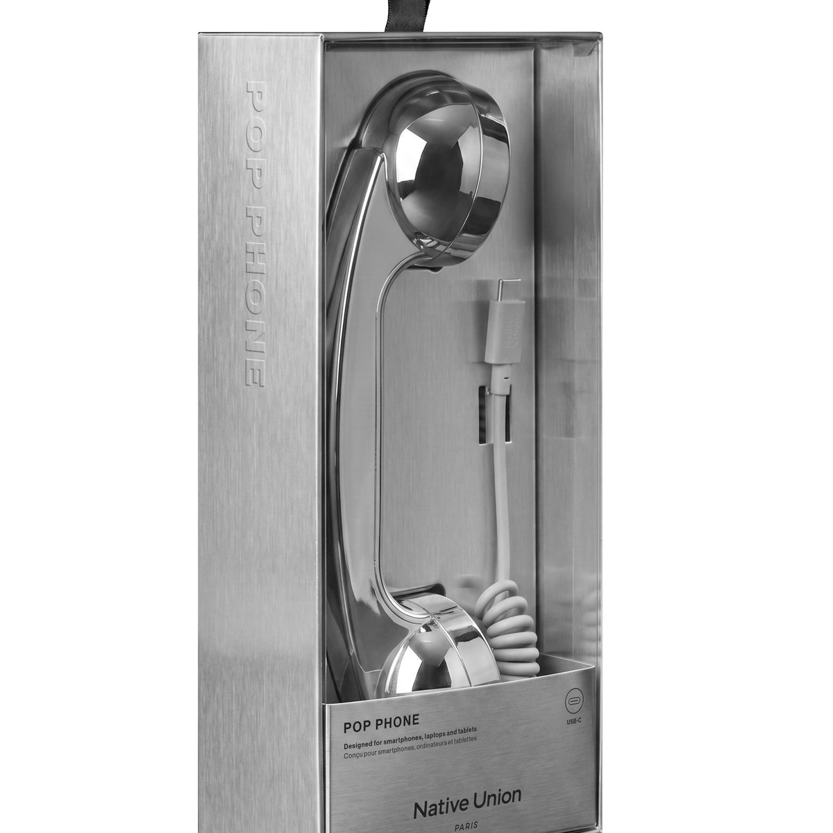 Retro-Telefonhörer "POP Phone" – Chrom · USB-C · Limited Edition | Native Union
