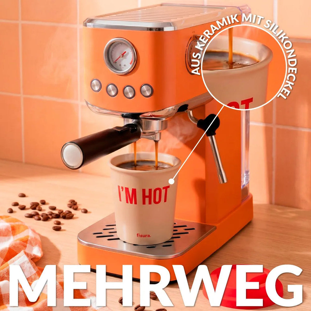 Duftkerze "I'm Hot" – Keramik · Kaffee · 11,5 cm | Fisura