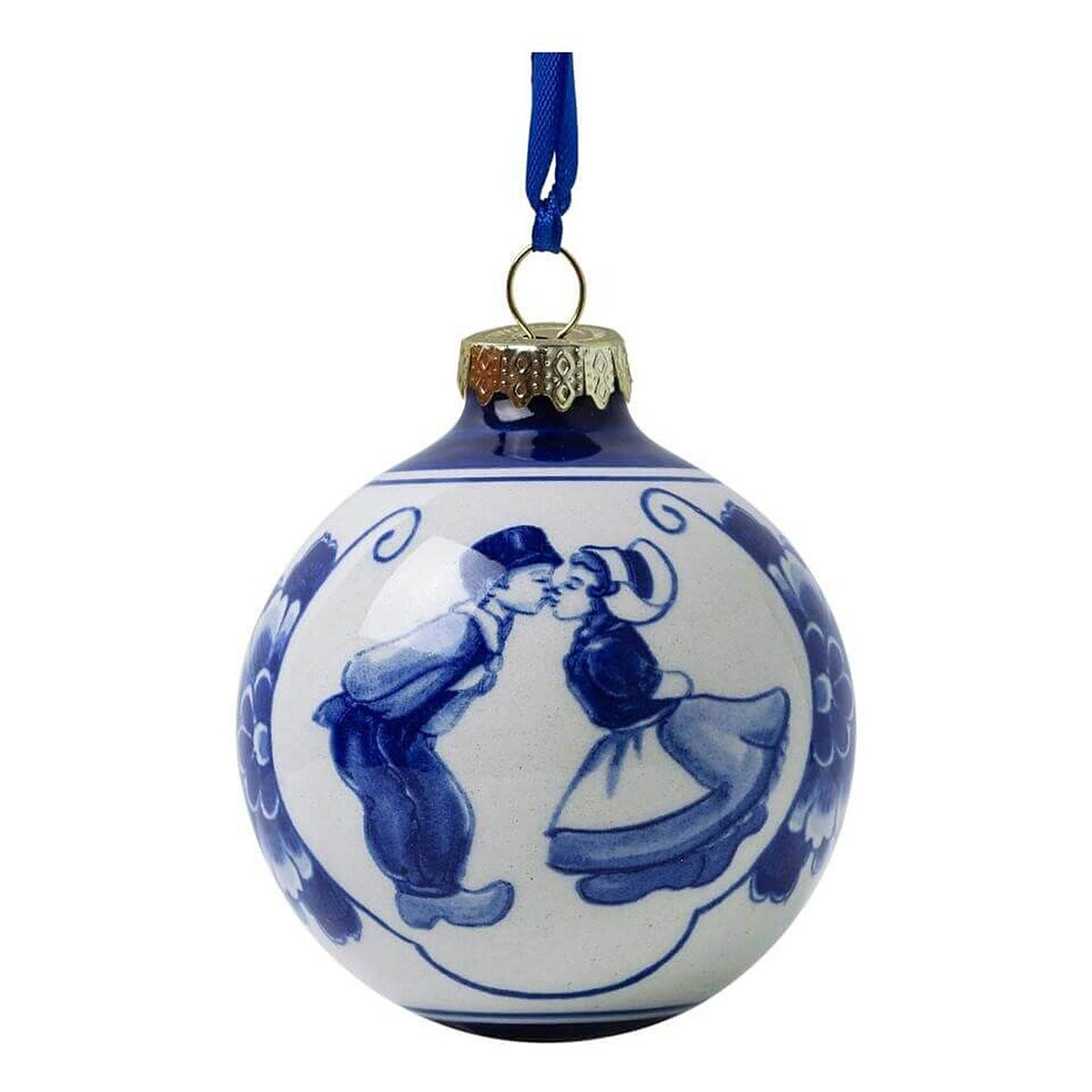 Bauble "Kissing Couple" – Ceramic · Ø 7 cm | Heinen Delfts Blauw