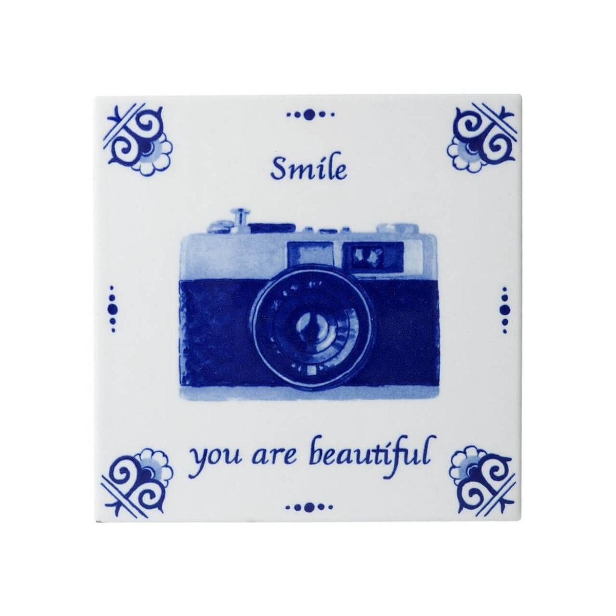 Saying Tile Smile – Ceramic · 13.5 × 13.5 cm | Heinen Delfts Blauw