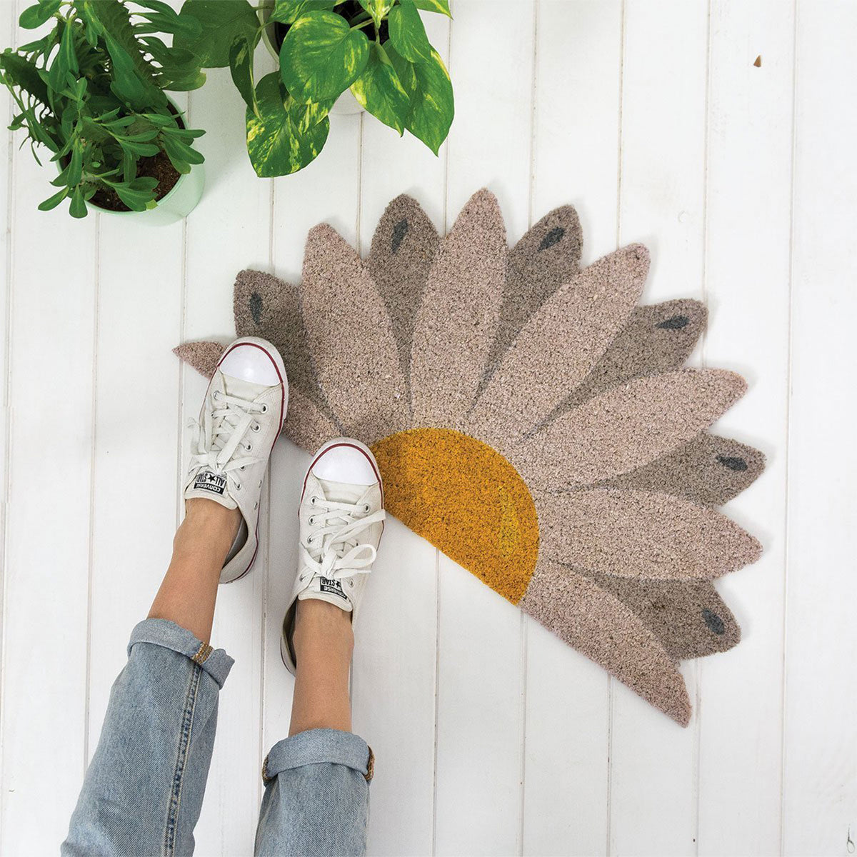 Fußmatte Gänseblümchen – Weiß · Blumen-Motiv · 70×40 cm | Fisura