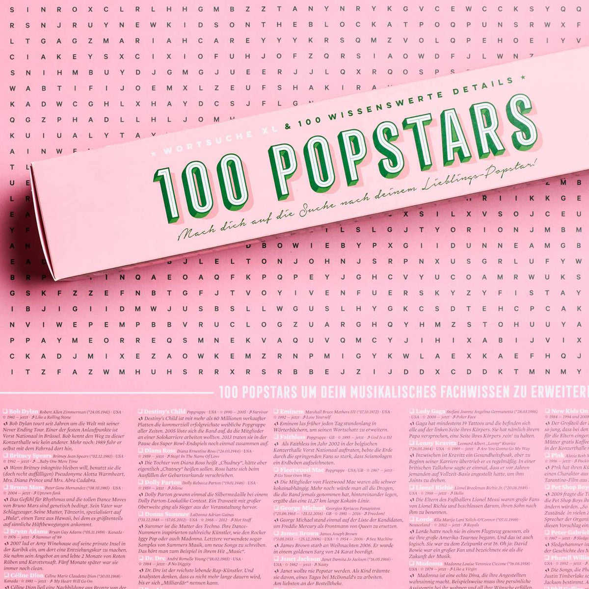 100 POPSTJERNER | XL Spil & Gåde POSTER | 65x100cm | Stratier