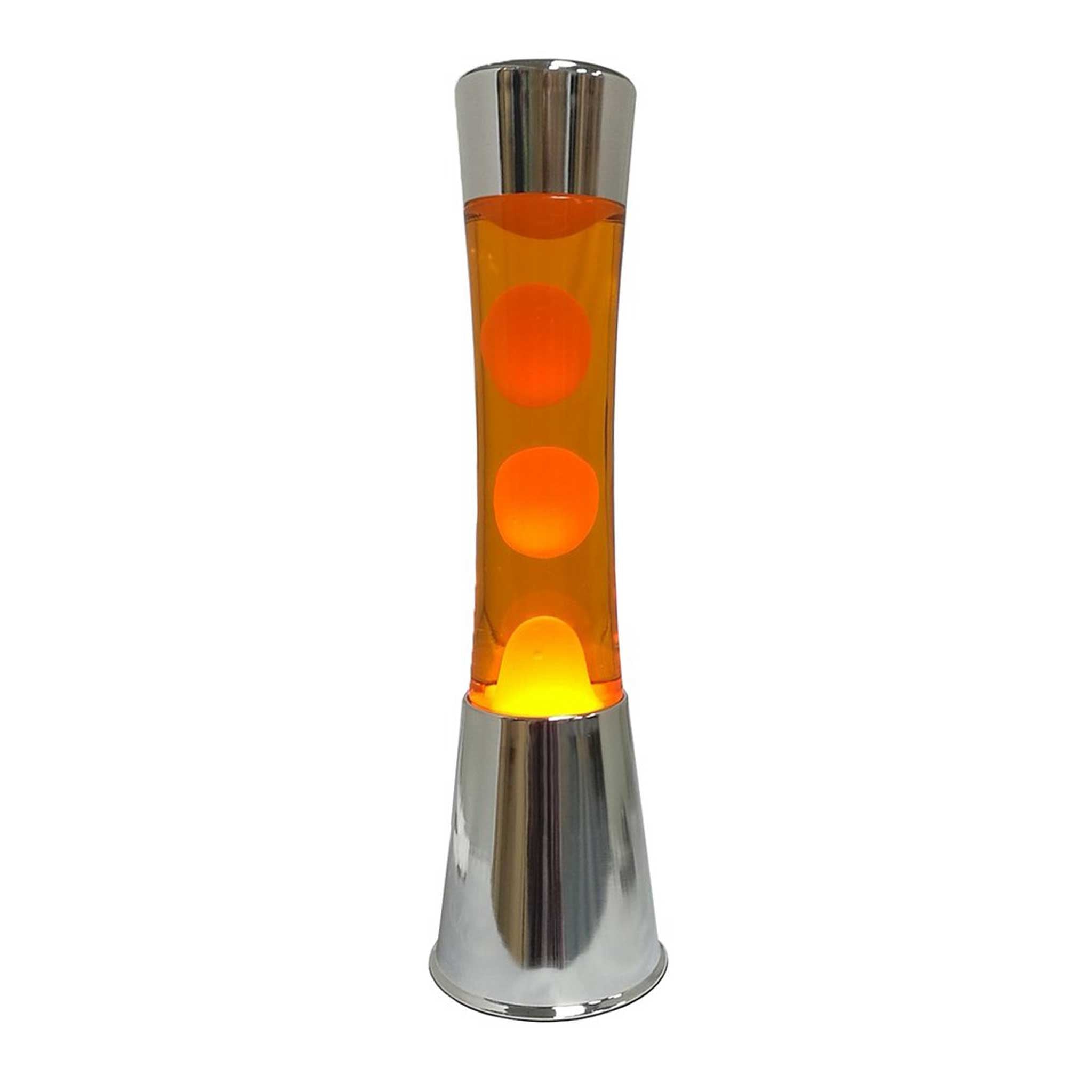 LAVALAMP - lampe à lave - pied chromé lave orange H=40cm | Fisura