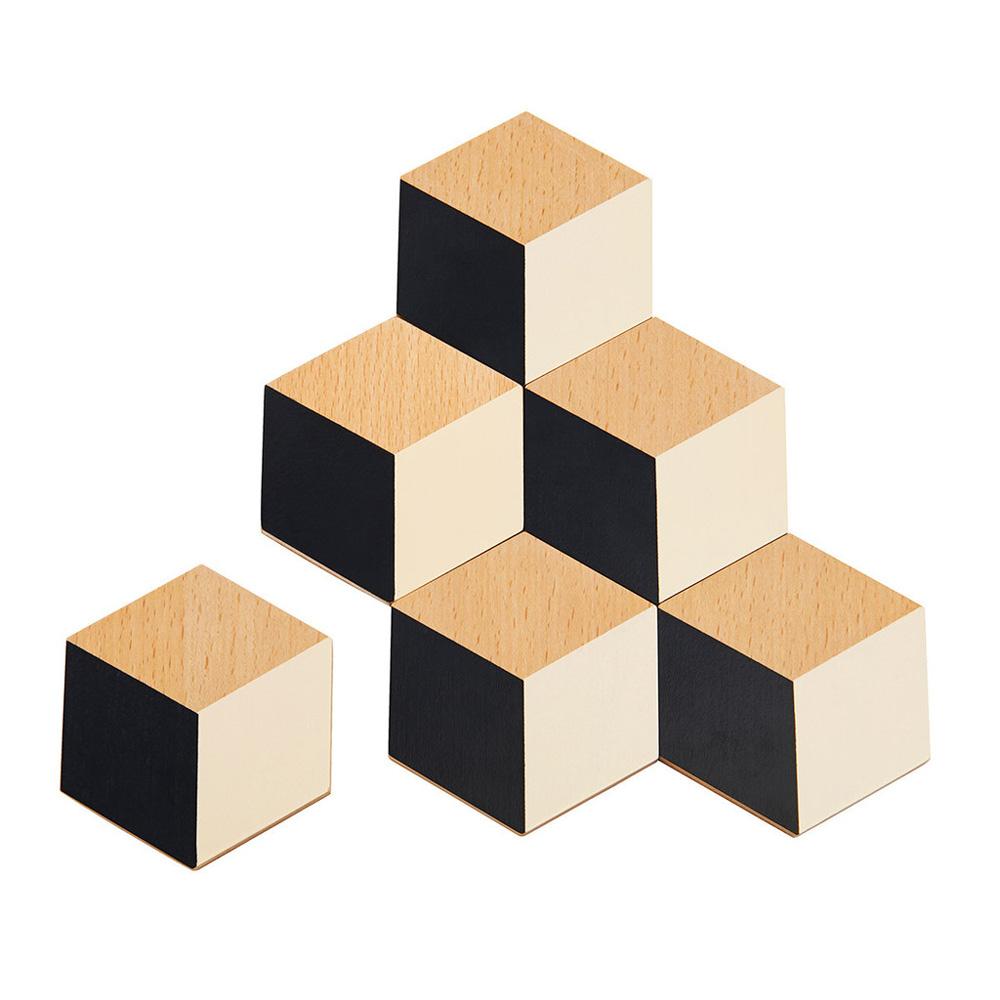 TABLE TILES | Wooden COASTERS with 3D graphics | Set of 6 | Bower | Areaware