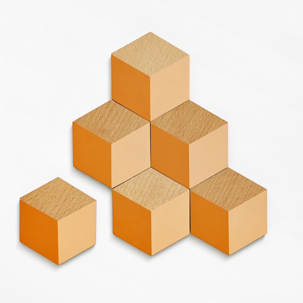TABLE TILES | Wooden COASTERS with 3D graphics | Set of 6 | Bower | Areaware