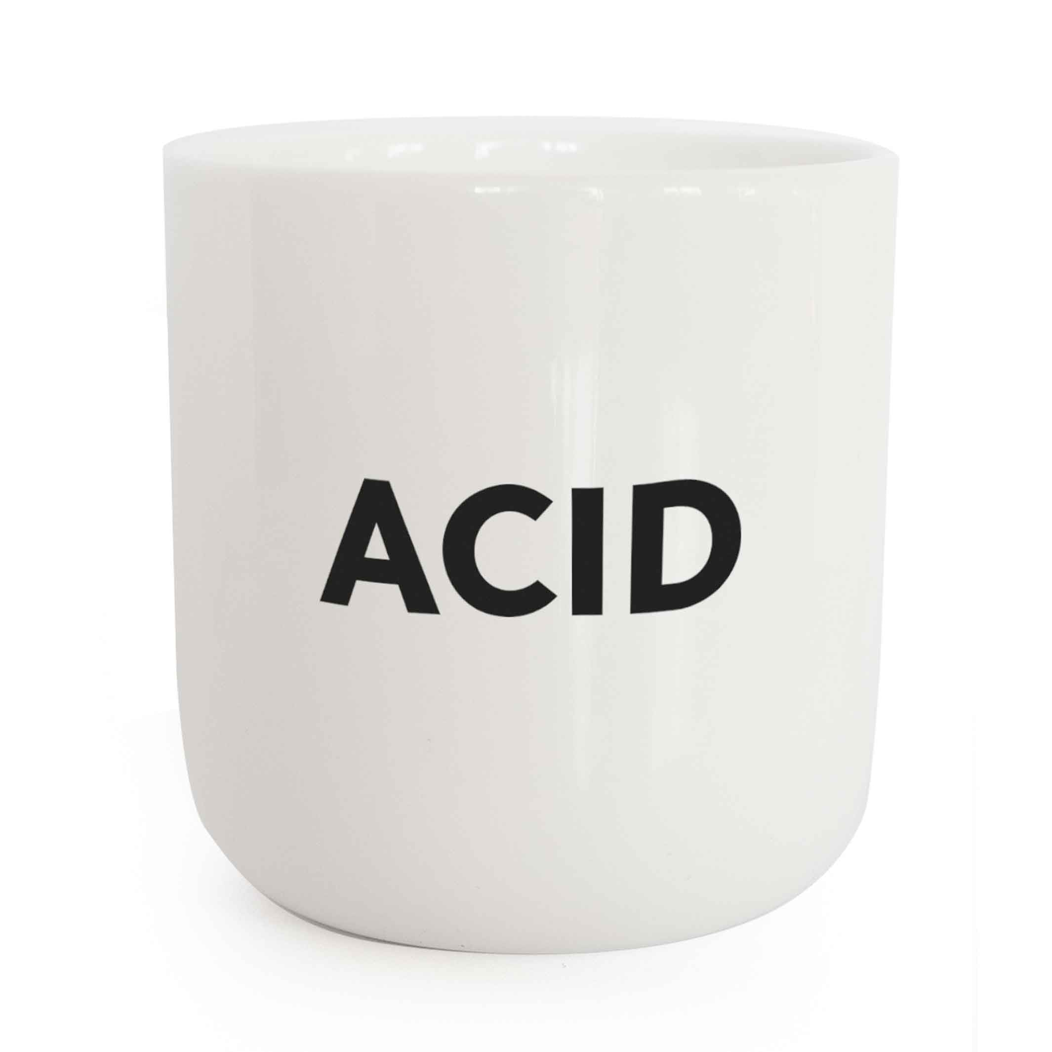 ACID | weisser Kaffee- & Tee-BECHER mit schwarzer Typo | Beat Serie | PLTY