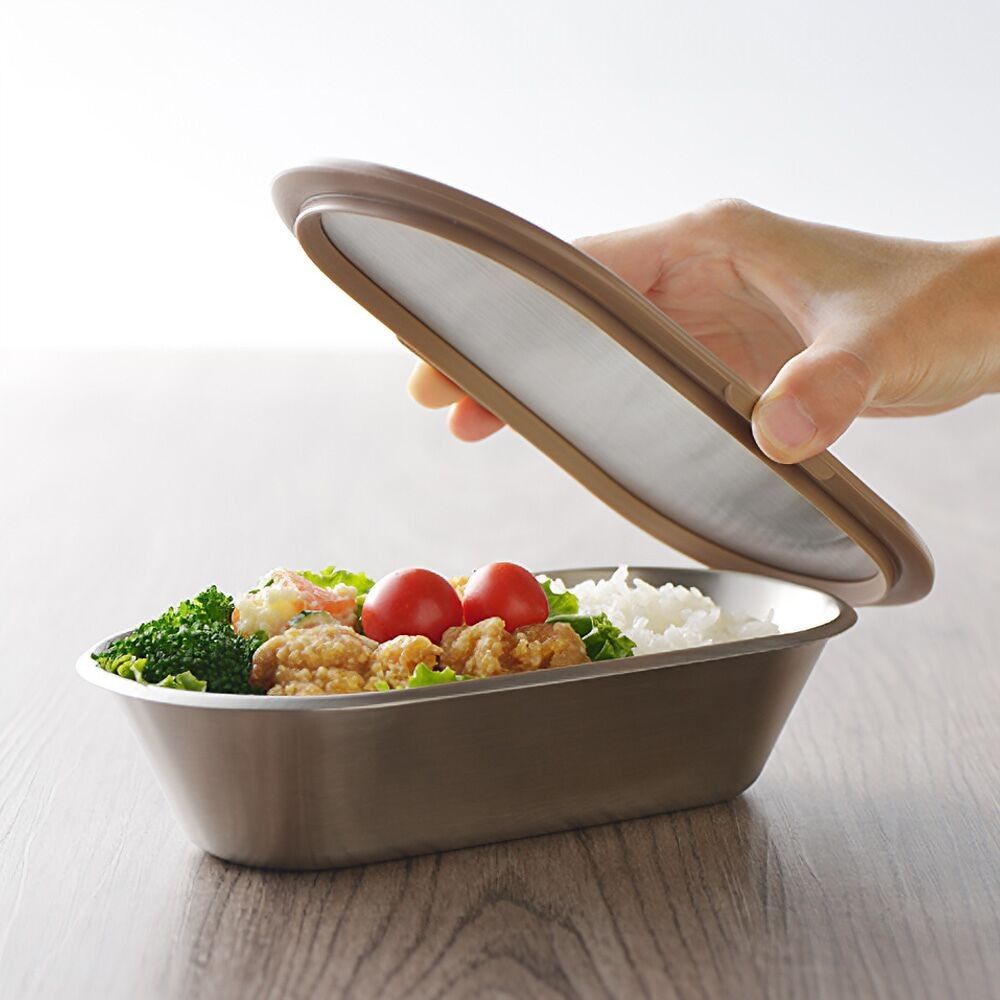 Boîte BENTO en acier inoxydable - LUNCH BOX marron - Collection AIKATA | YOSHIKAWA