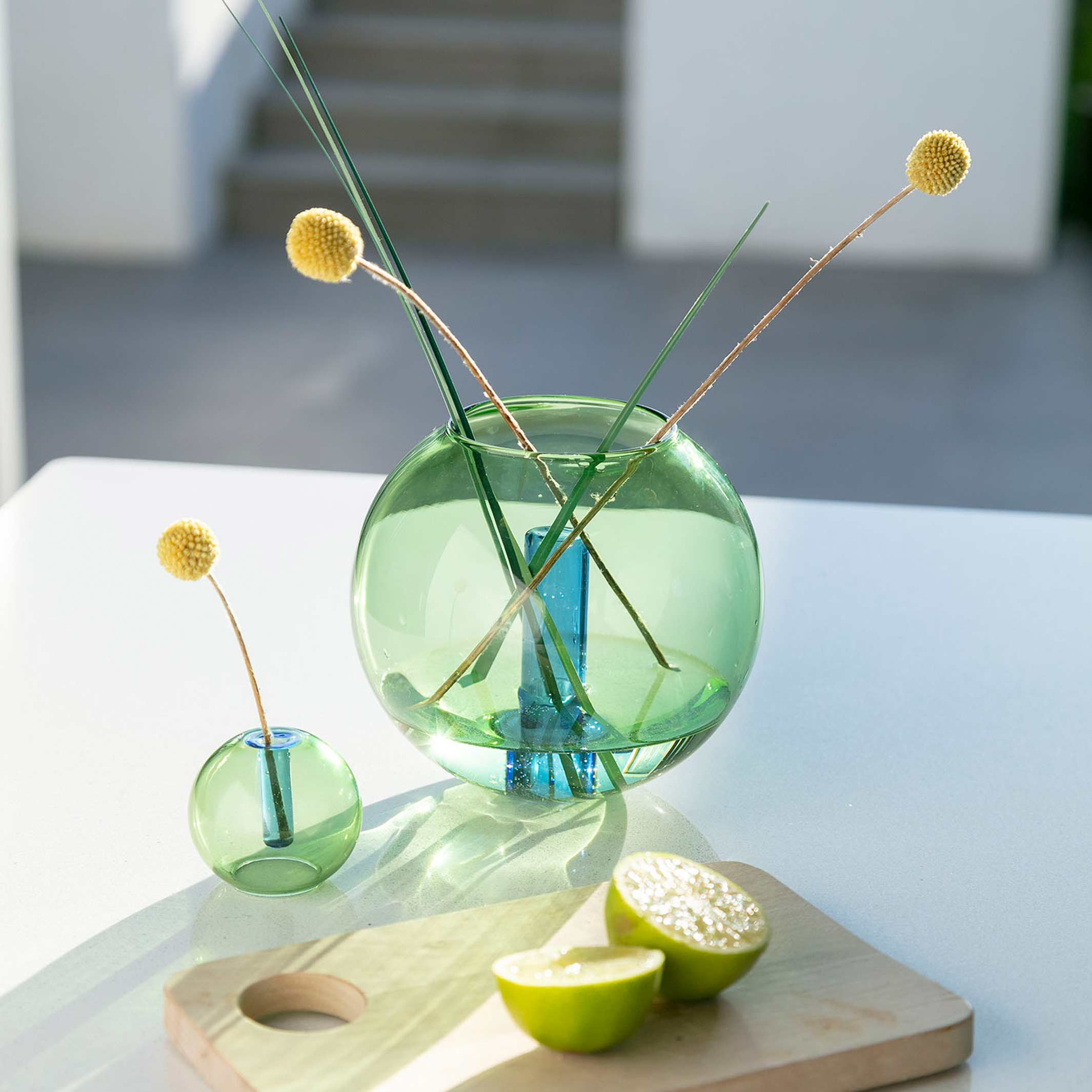 BUBBLE GLASS VASE - Green & Blue | Block Design