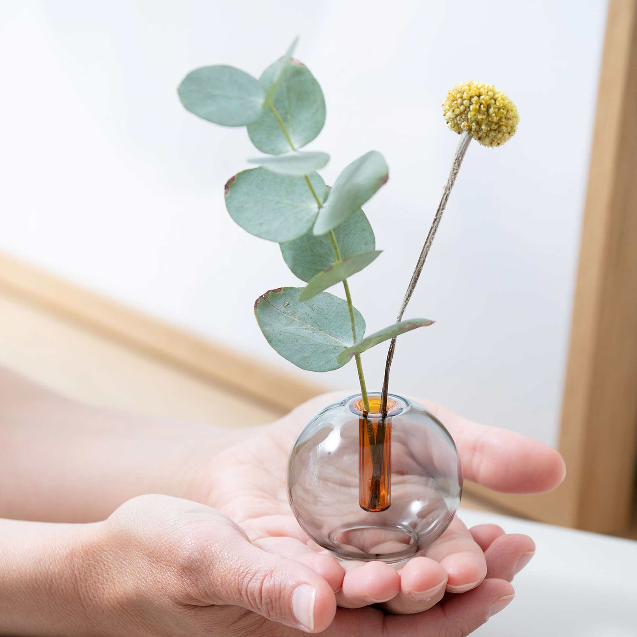 BUBBLE VASE - Glas-Vase - Grau & Orange | Block Design