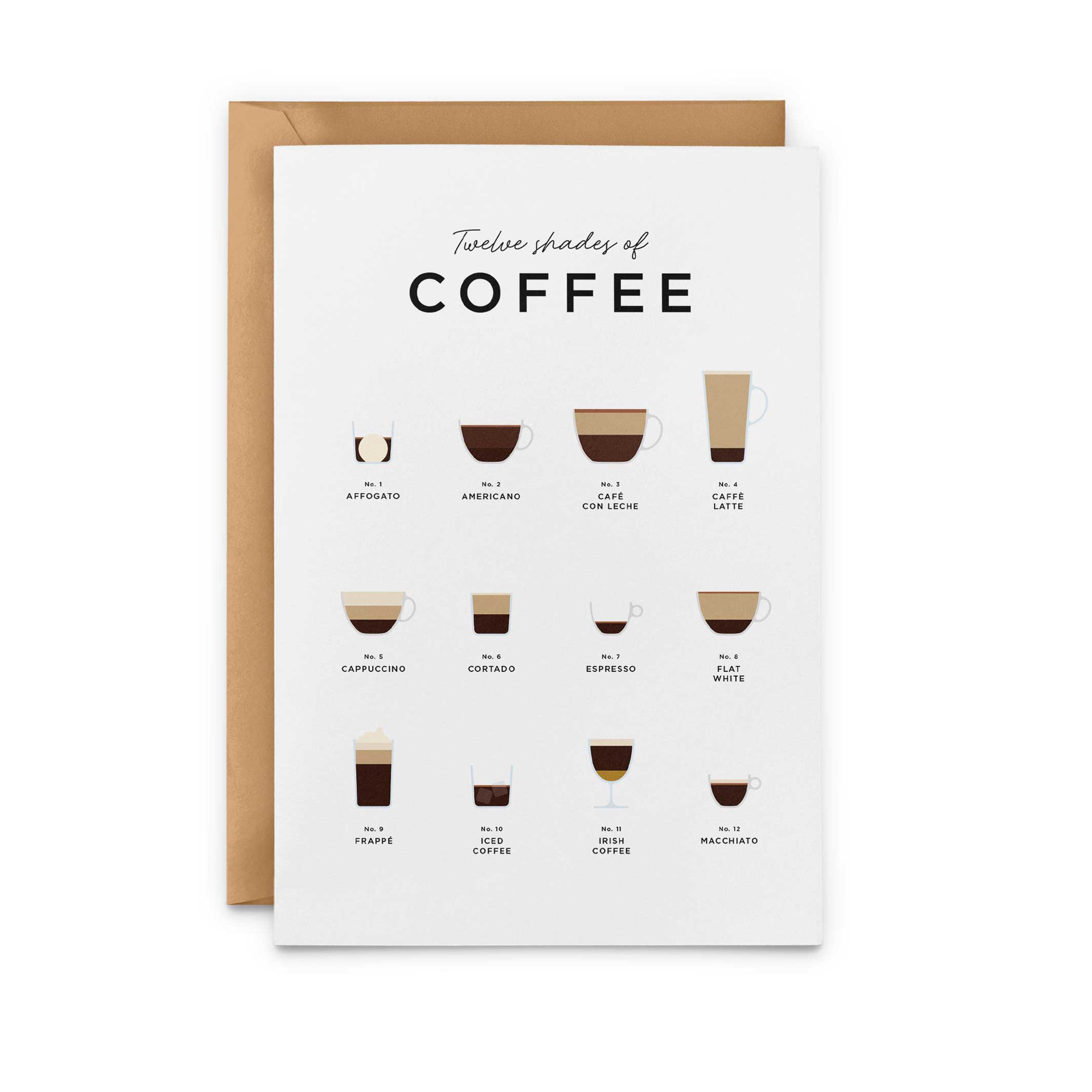 DOUZE NUANCES DE CAFÉ – carte de vœux A5 | Impression éternelle