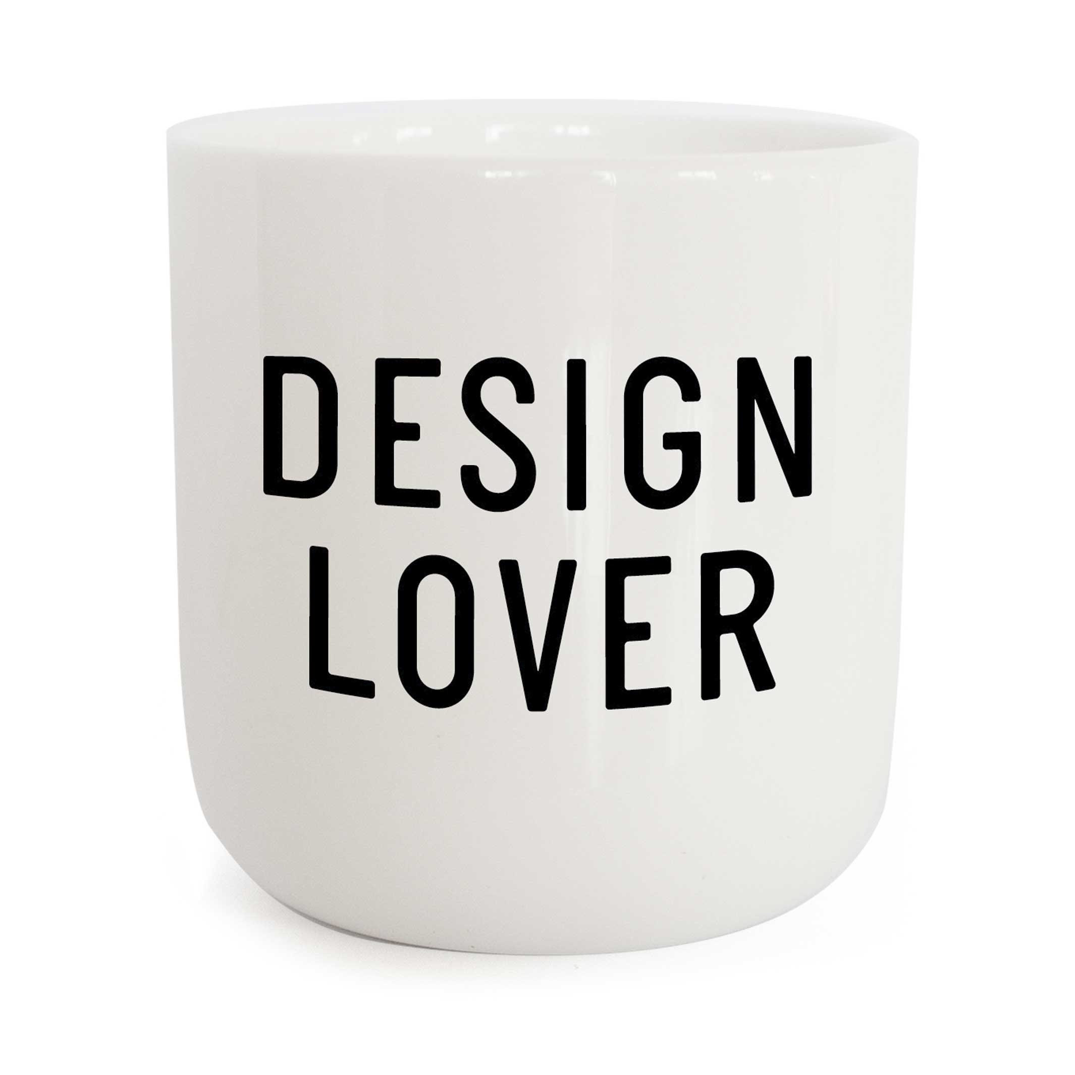DESIGN LOVER | white coffee & tea MUG with black typo | PLTY