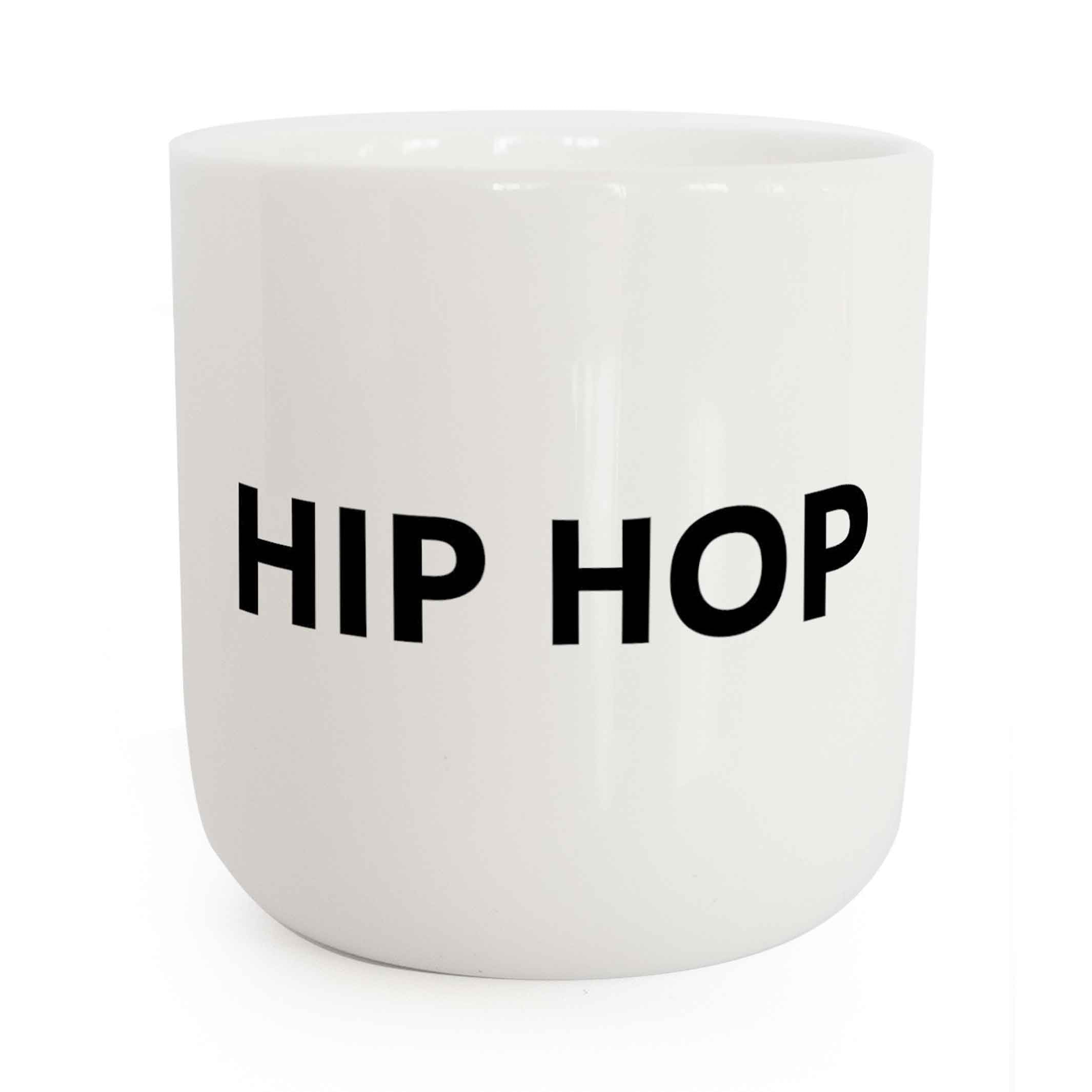 HIP HOP | weisser Kaffee- & Tee-BECHER mit schwarzer Typo | Beat Serie | PLTY