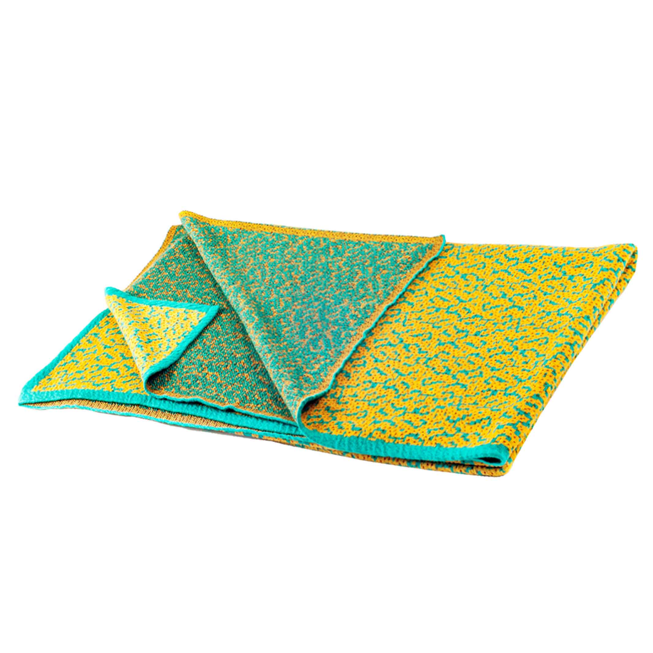 BITMAP LABYRINTH Golden Ochre | ockerfarbige TAGESDECKE | 180x140 cm | 90% Baumwolle | Cristian Zuzunaga