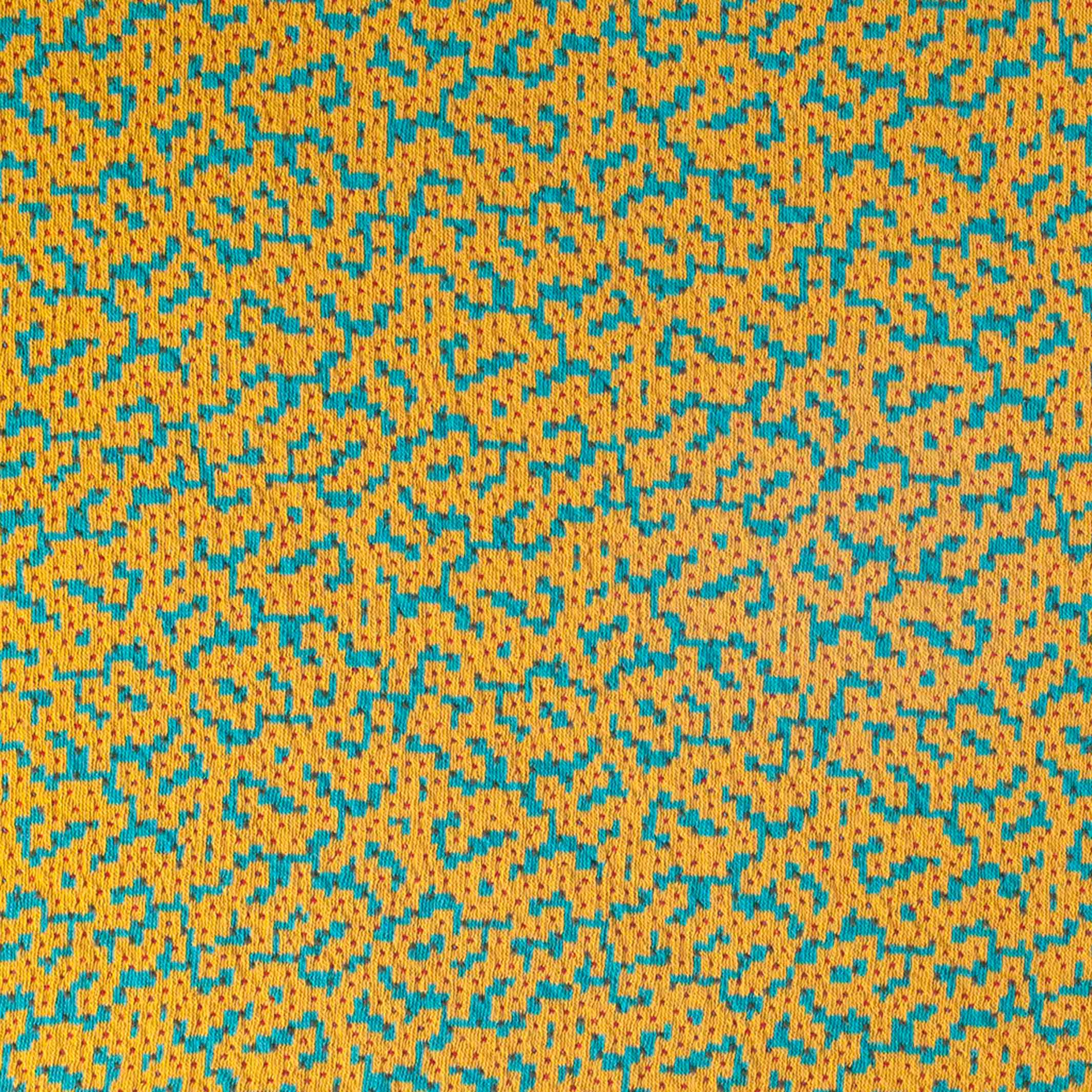 BITMAP LABYRINTH Golden Ochre | ockerfarbige TAGESDECKE | 180x140 cm | 90% Baumwolle | Cristian Zuzunaga