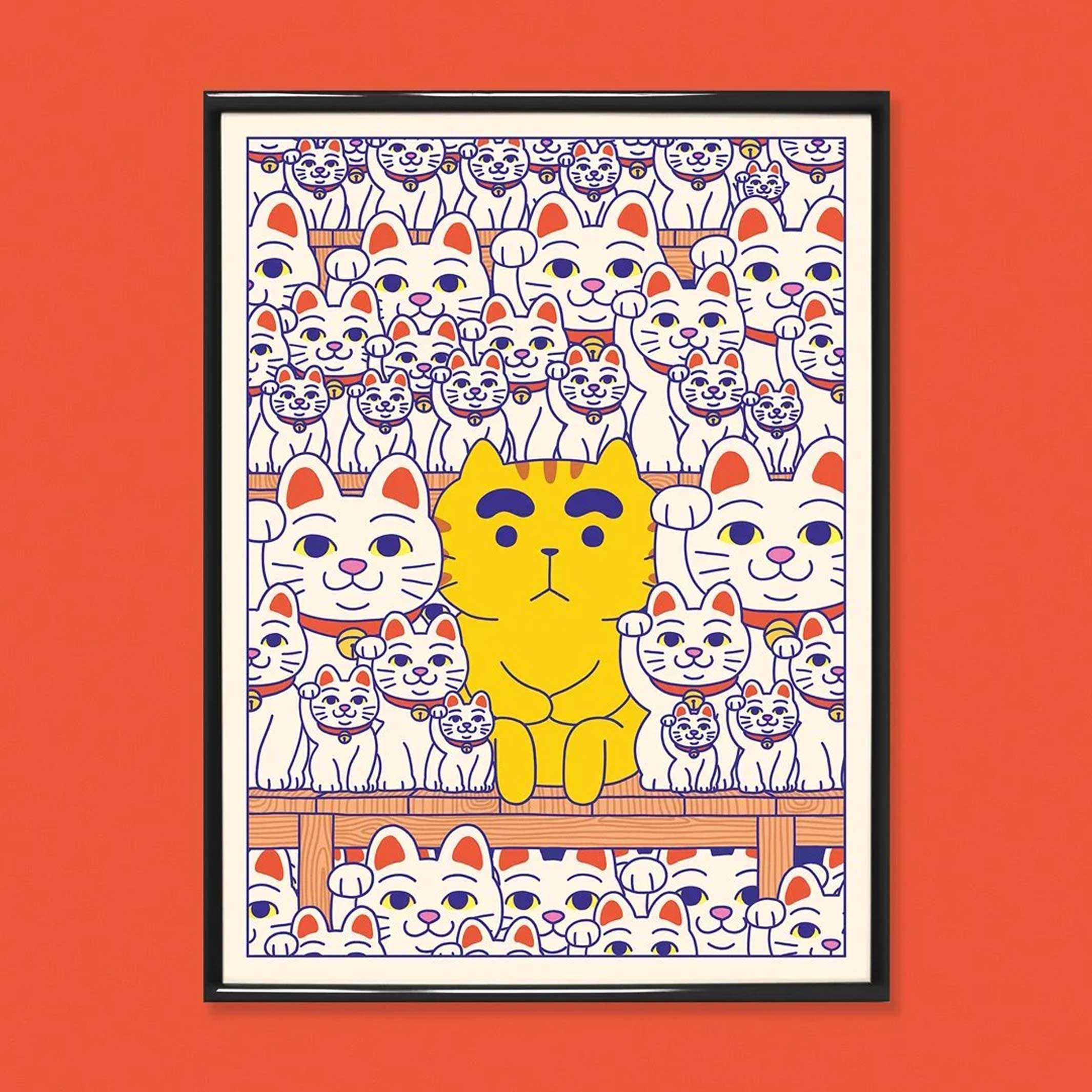 MANEKI-NEKO - Japanisches Glücks-Katzen Poster - 50x70 cm | Yeaaah! Studio