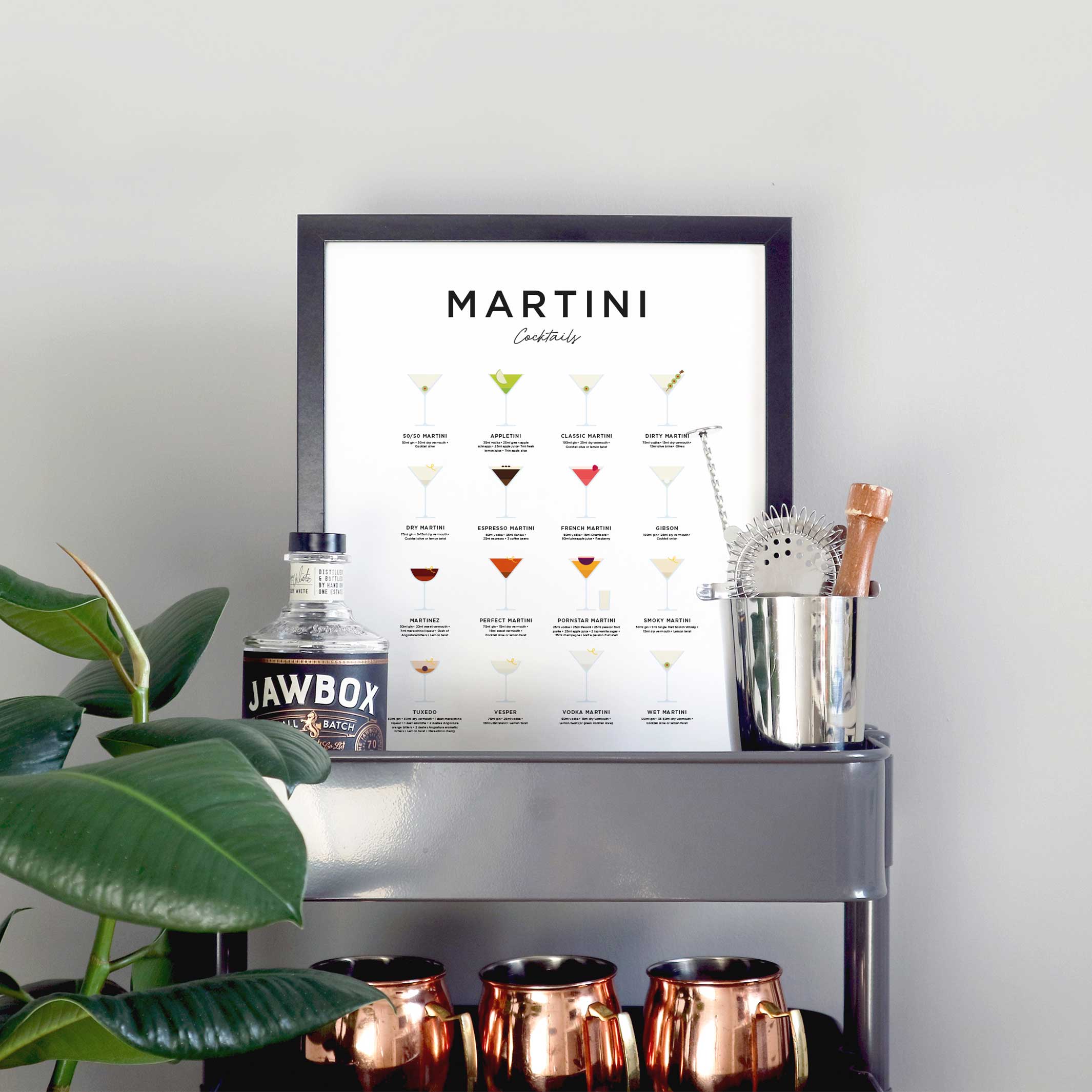 COCKTAILS MARTINI - Affiche 40x50 cm | Impression éternelle