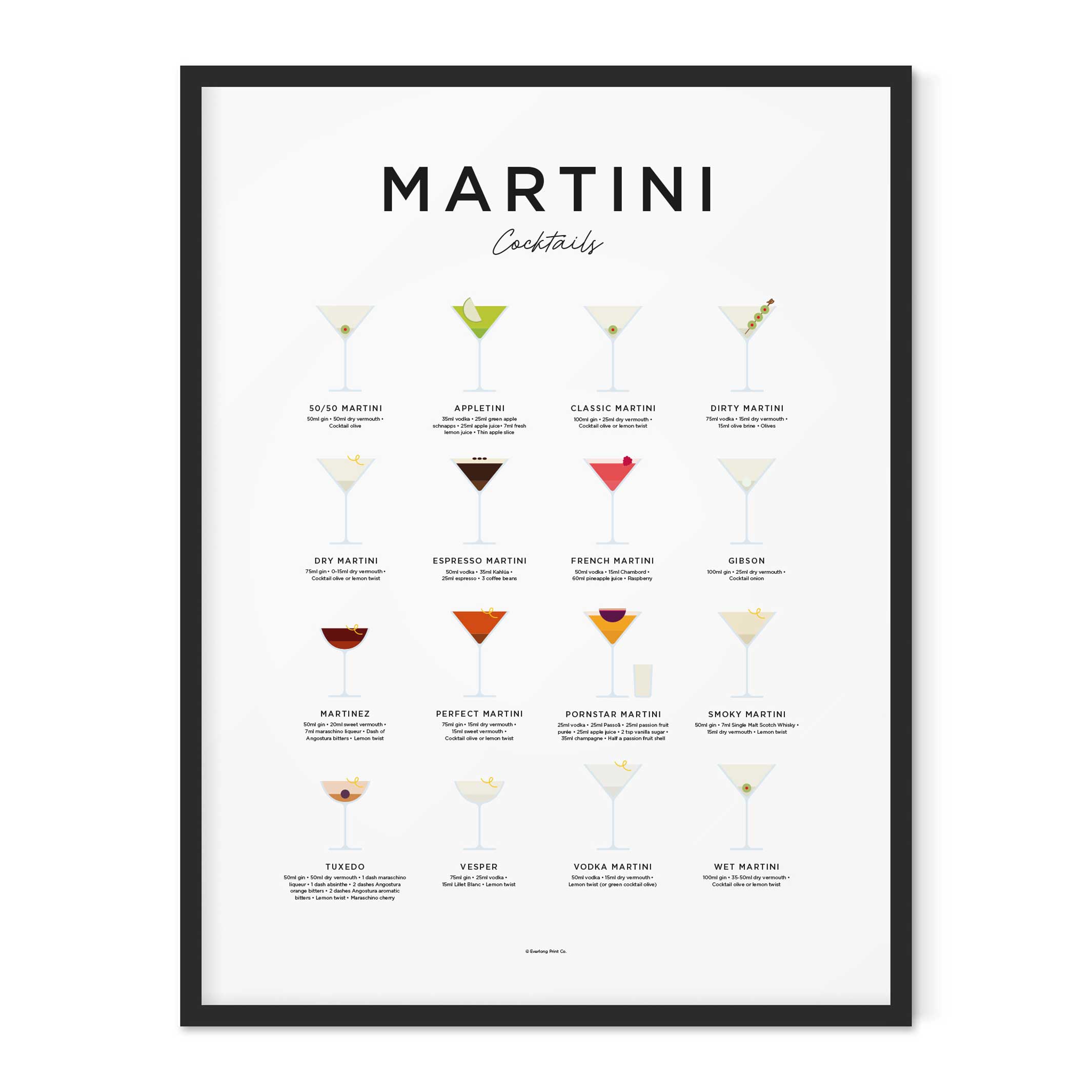 COCKTAILS MARTINI - Affiche 40x50 cm | Impression éternelle