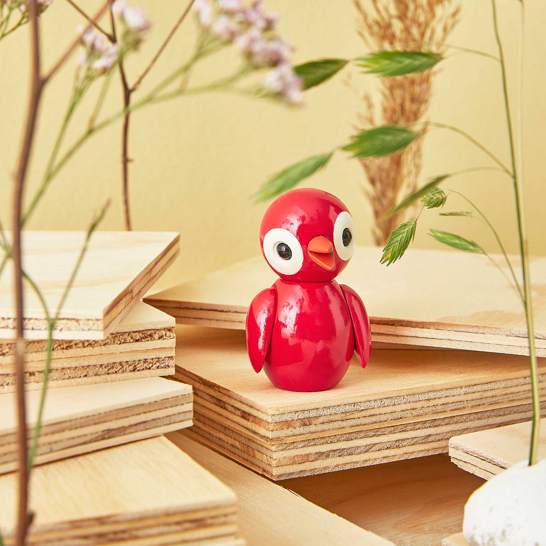 REMARQUABLE RED - Petit oiseau décoratif en bois rouge - Spring Birds - Chresten Sommer | Printemps Copenhague