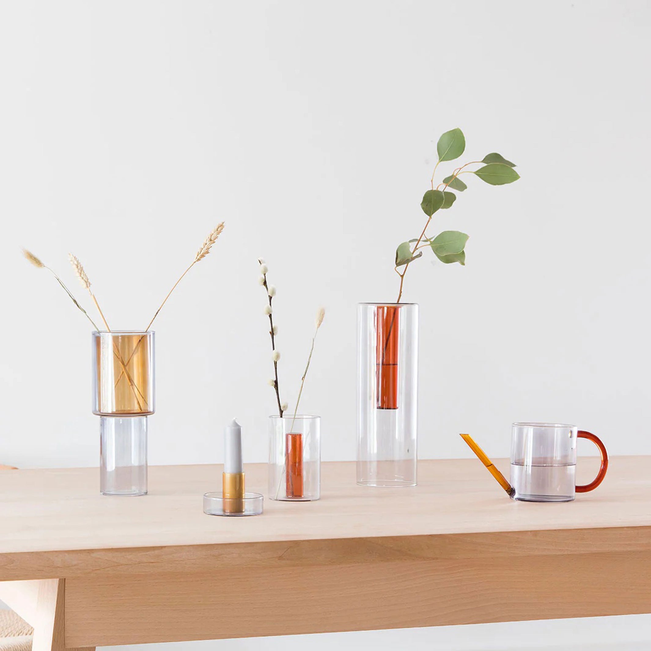 REVERSIBLE GLASS VASE | Glas-VASE | Grau & Orange | Block Design