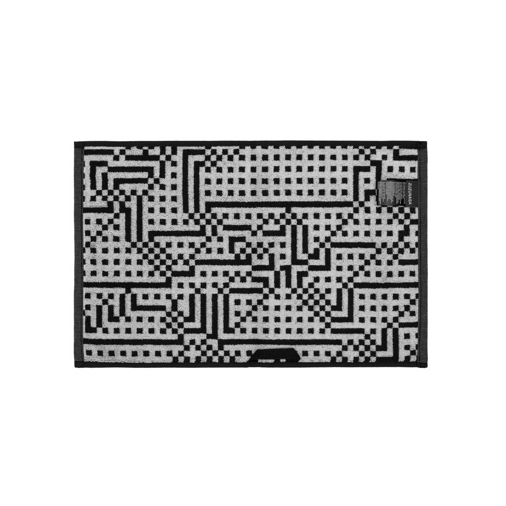 ROUTE - petite serviette noire et blanche - Collection Bitmap - 33x50 cm | Cristian Zuzunaga